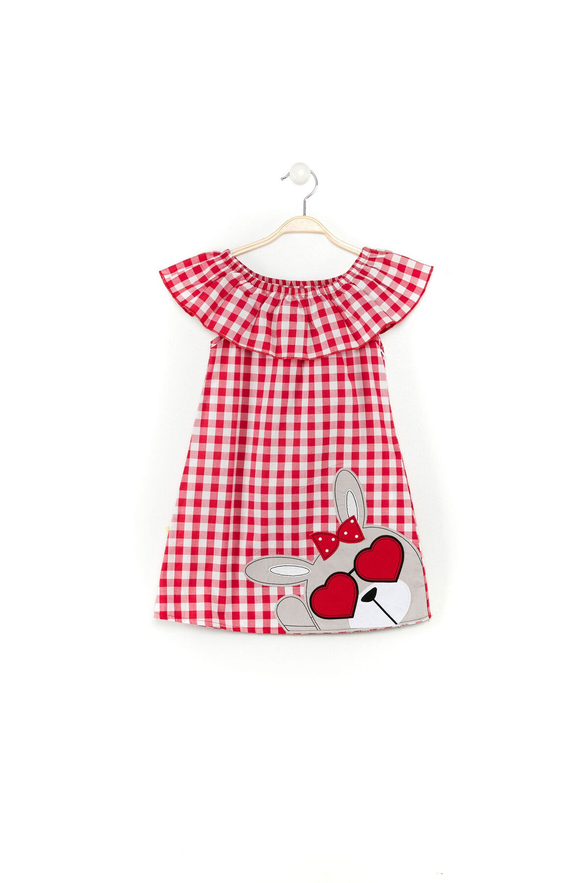 Denokids-Карирана лятна рокля за момиче със сърца 3