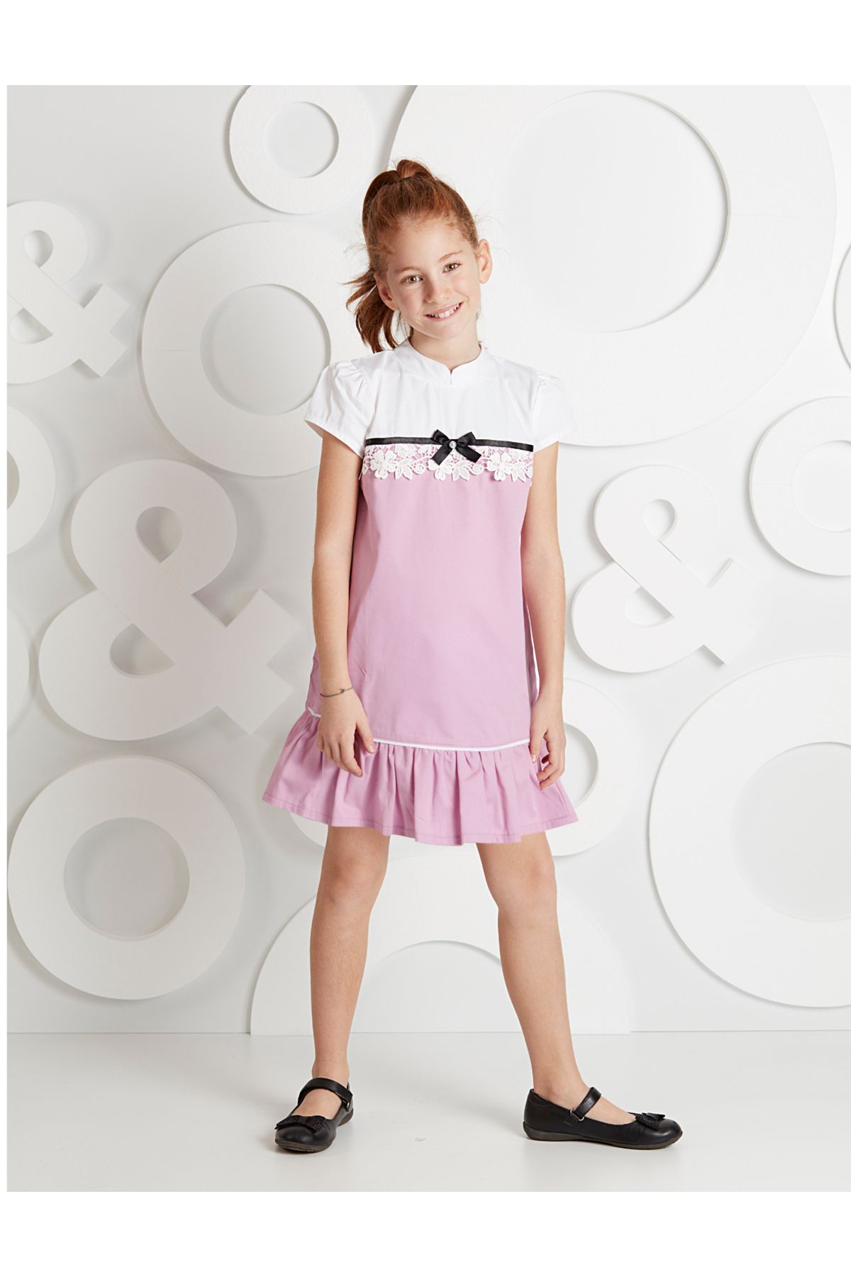 MSHB&G-Elegant Pink Lace Girls' Summer Dress 1