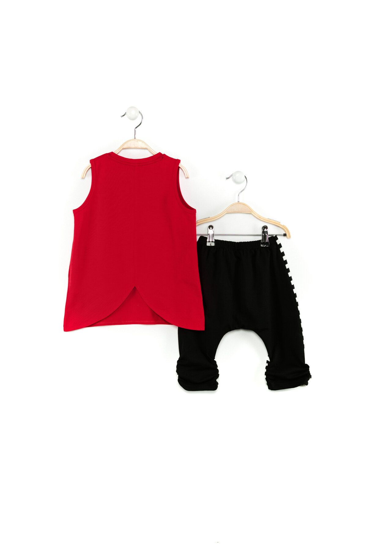 Denokids-Rotes Marienkäfer-gestreiftes Mädchen-Sommer-T-Shirt-Capri-Shorts-Set 4