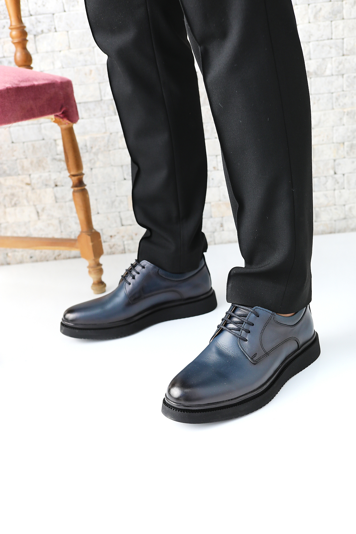 Greyybull Shoes Hakiki Deri Lacivert Erkek Klasik Ayakkabı görsel 6