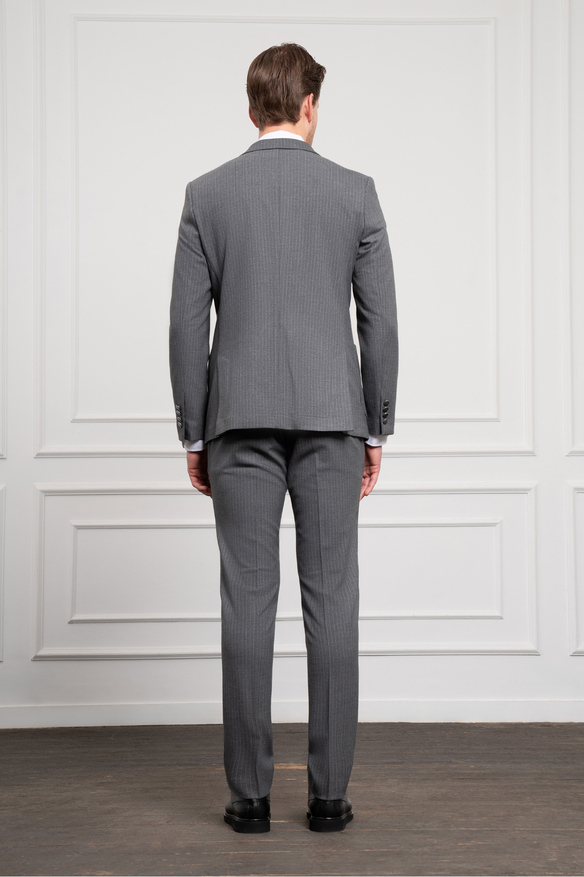 Morven-Men's Smoked Trend Double Breasted Slim Fit Slim Fit Pointed Collar Suit 6