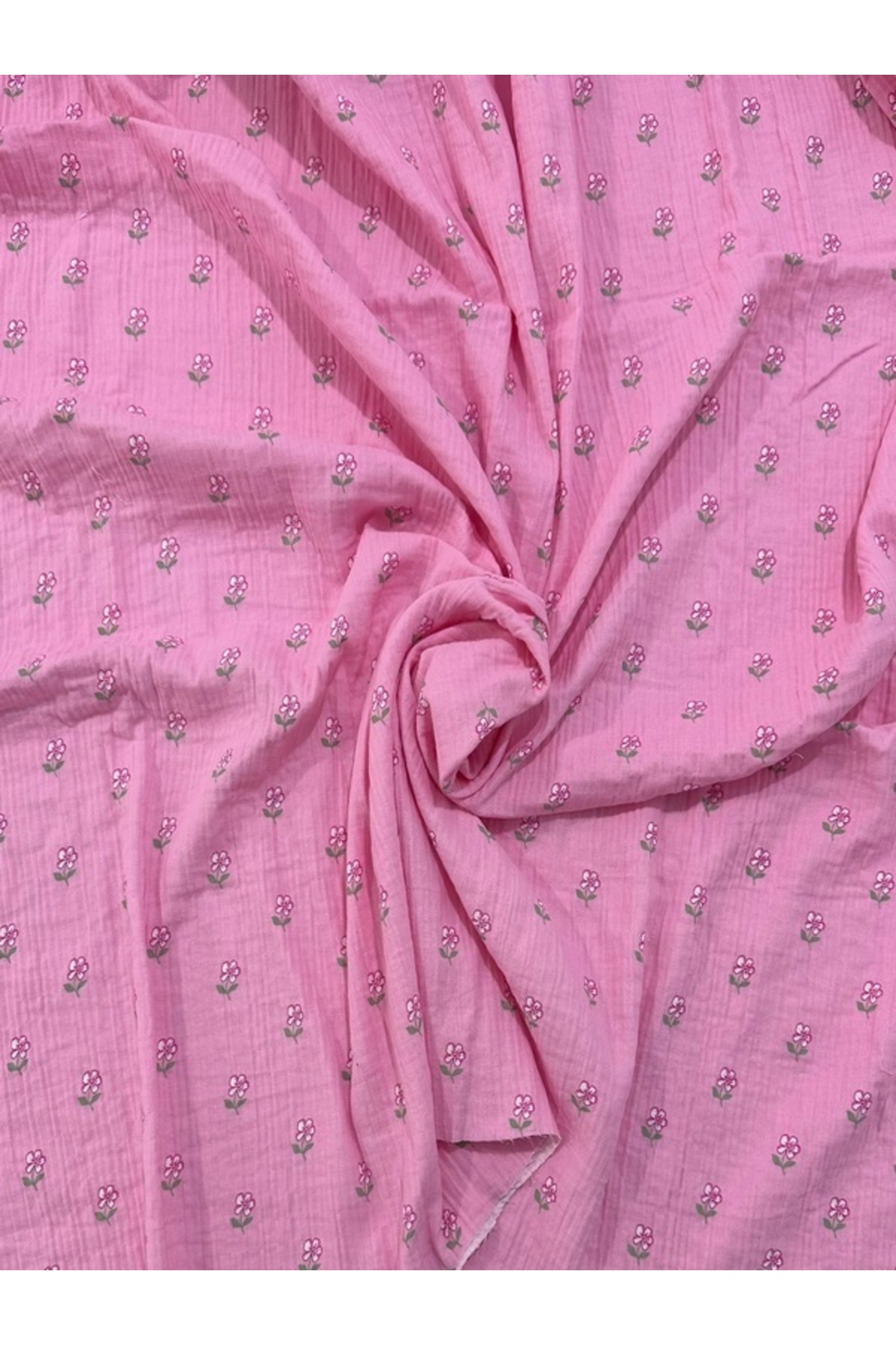 100% Cotton Double Layer Muslin Fabric – Mini Floral Pattern, Breathable Soft Texture