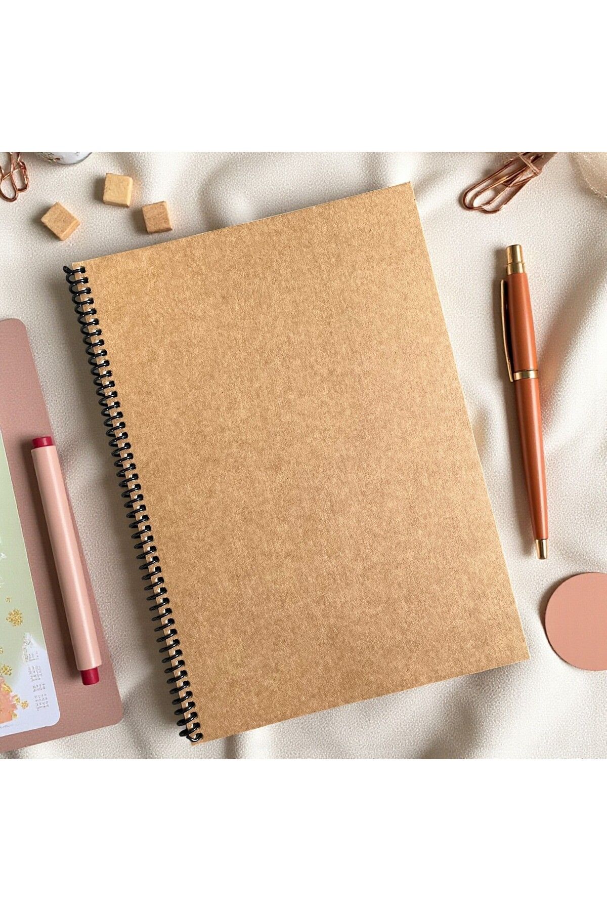 Fark Tanıtım-Lined Spiral Notebook, A4 Size (21X29.7 cm), 60 Sheets (120 Pages), Brown Cover 2