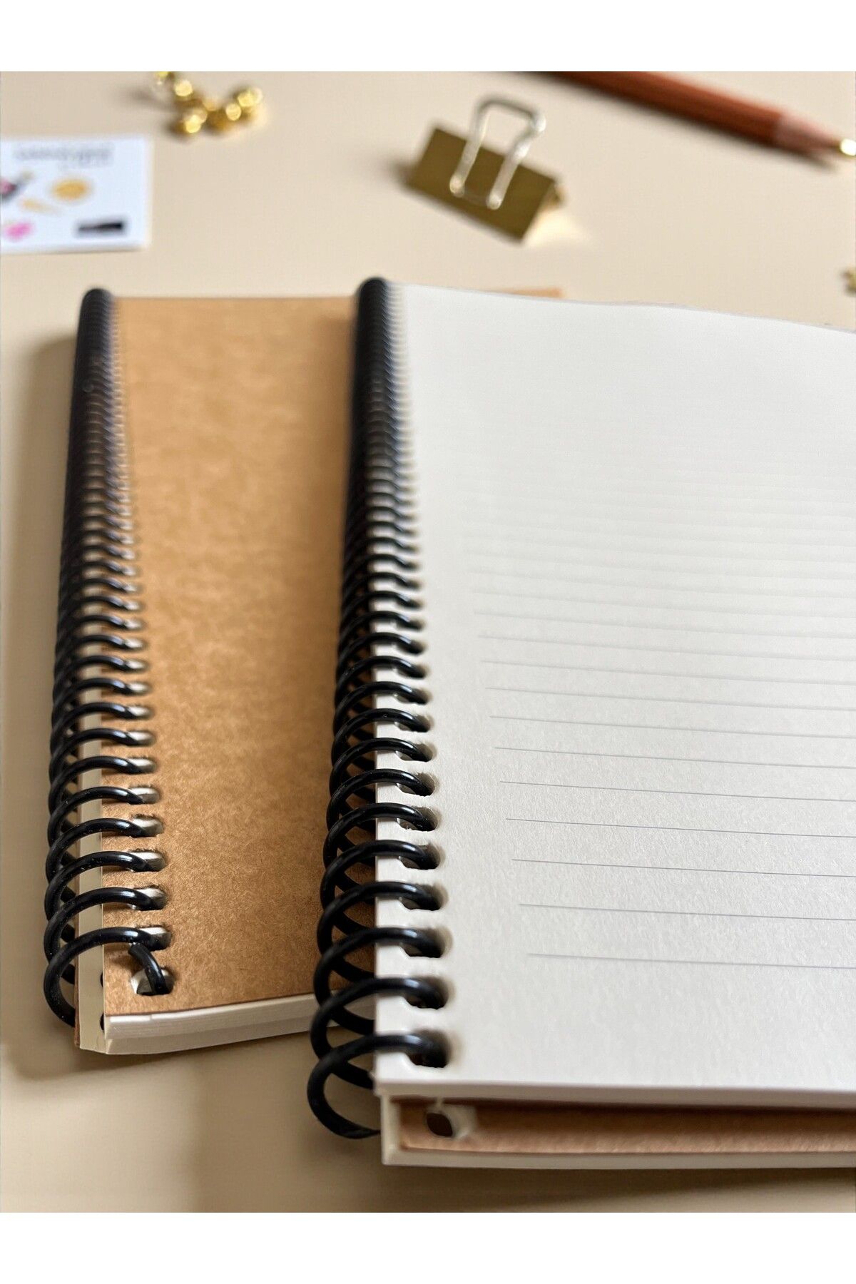 Fark Tanıtım-Lined Spiral Notebook, A4 Size (21X29.7 cm), 60 Sheets (120 Pages), Brown Cover 5