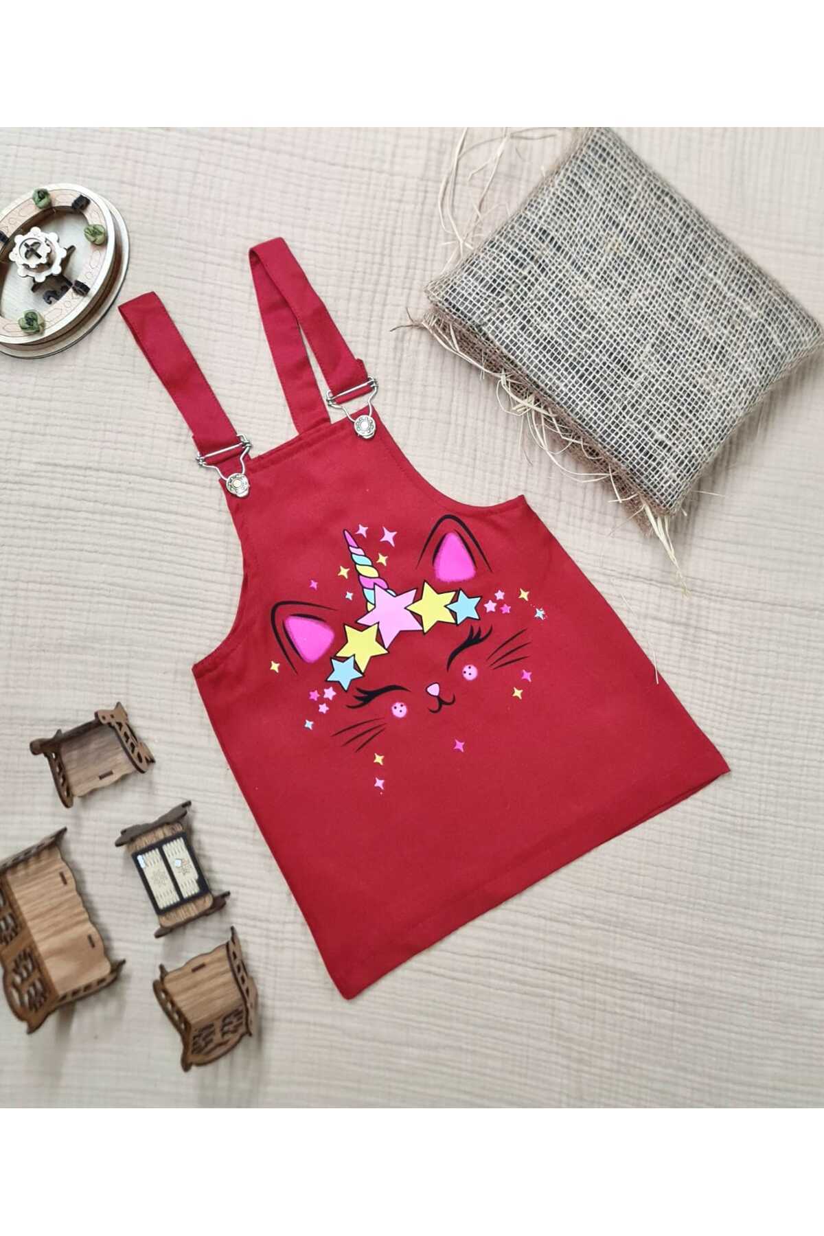 minikiss Kedicik Baskılı Gabardin Kumaş Ayarlı Askılı Kız Çocuk Jile Elbise fotoğrafı 2 (önizleme)