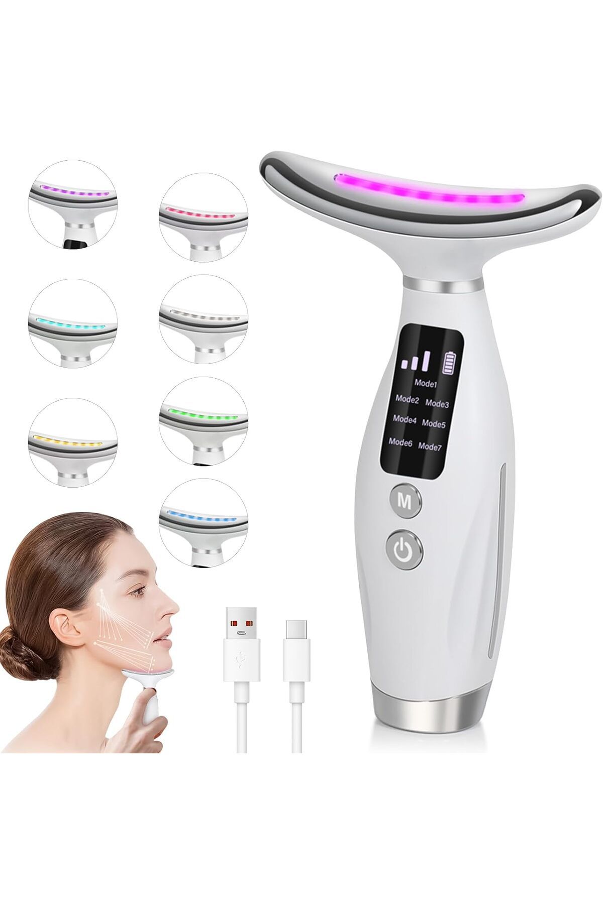 Bonjour-Neck Face Massager, Necomi Face Sculpting Tool Multi-Function Face Massager with 7 Color Modes, 45± 1