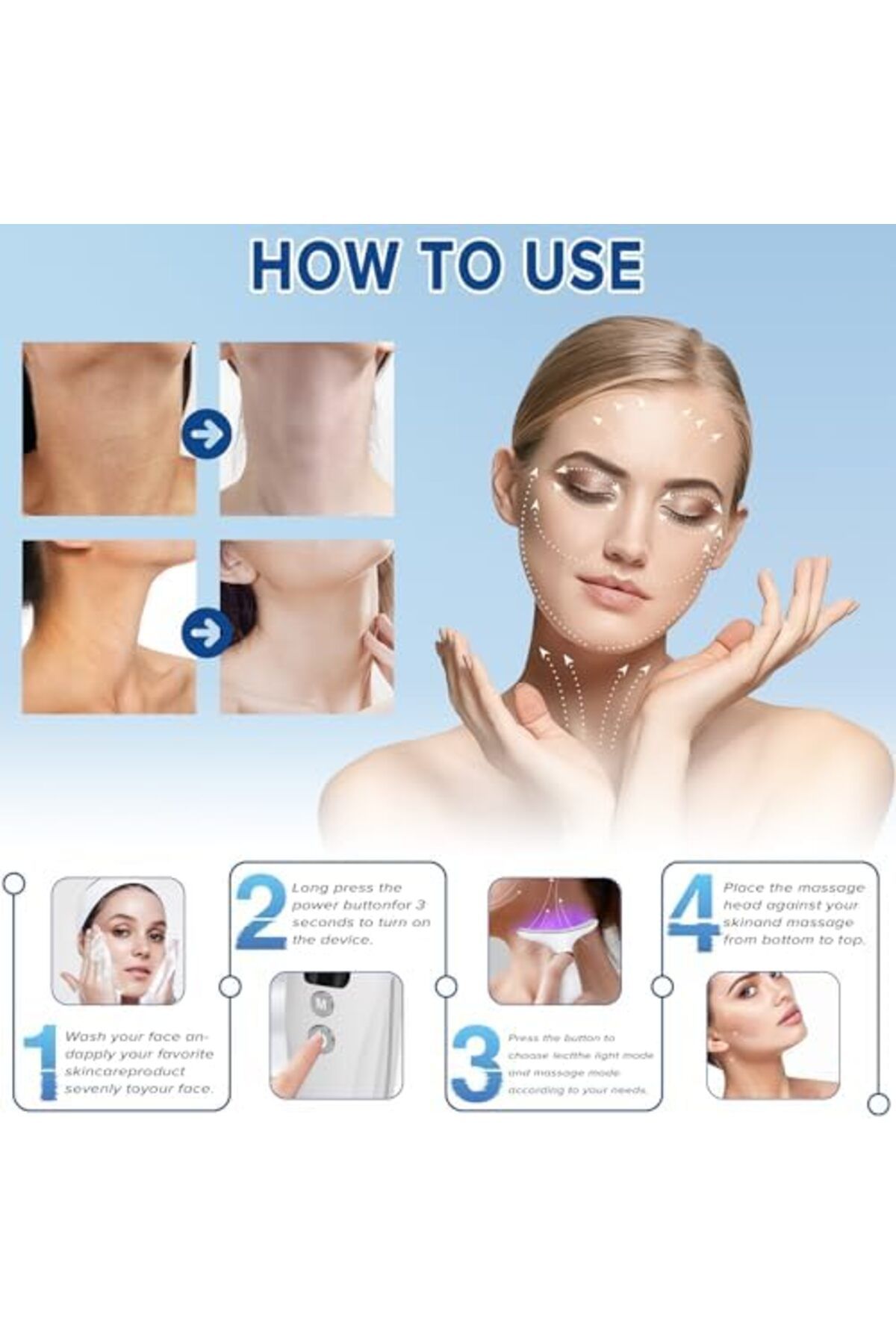 Bonjour-Neck Face Massager, Necomi Face Sculpting Tool Multi-Function Face Massager with 7 Color Modes, 45± 8