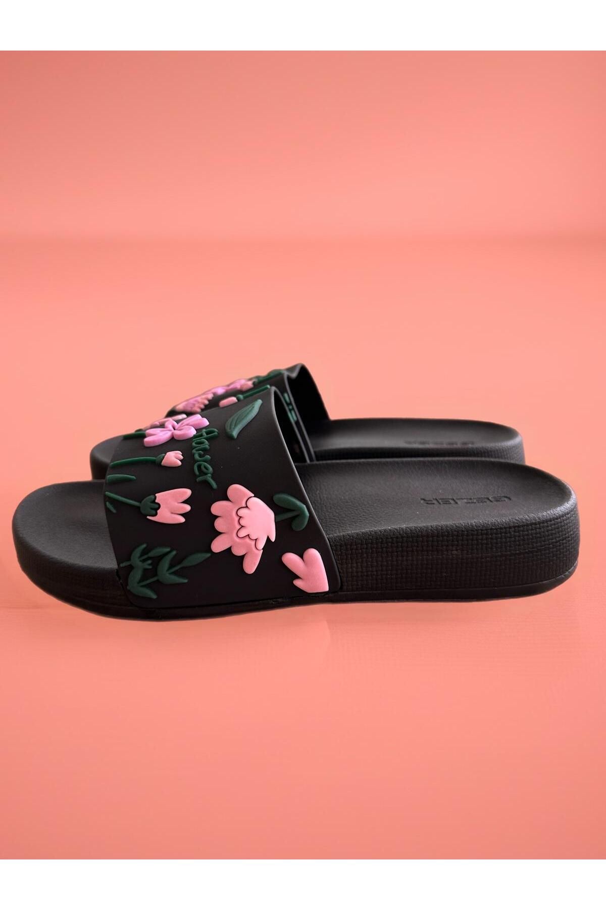 GEZER-Black Flower Women's Daily Slippers 5