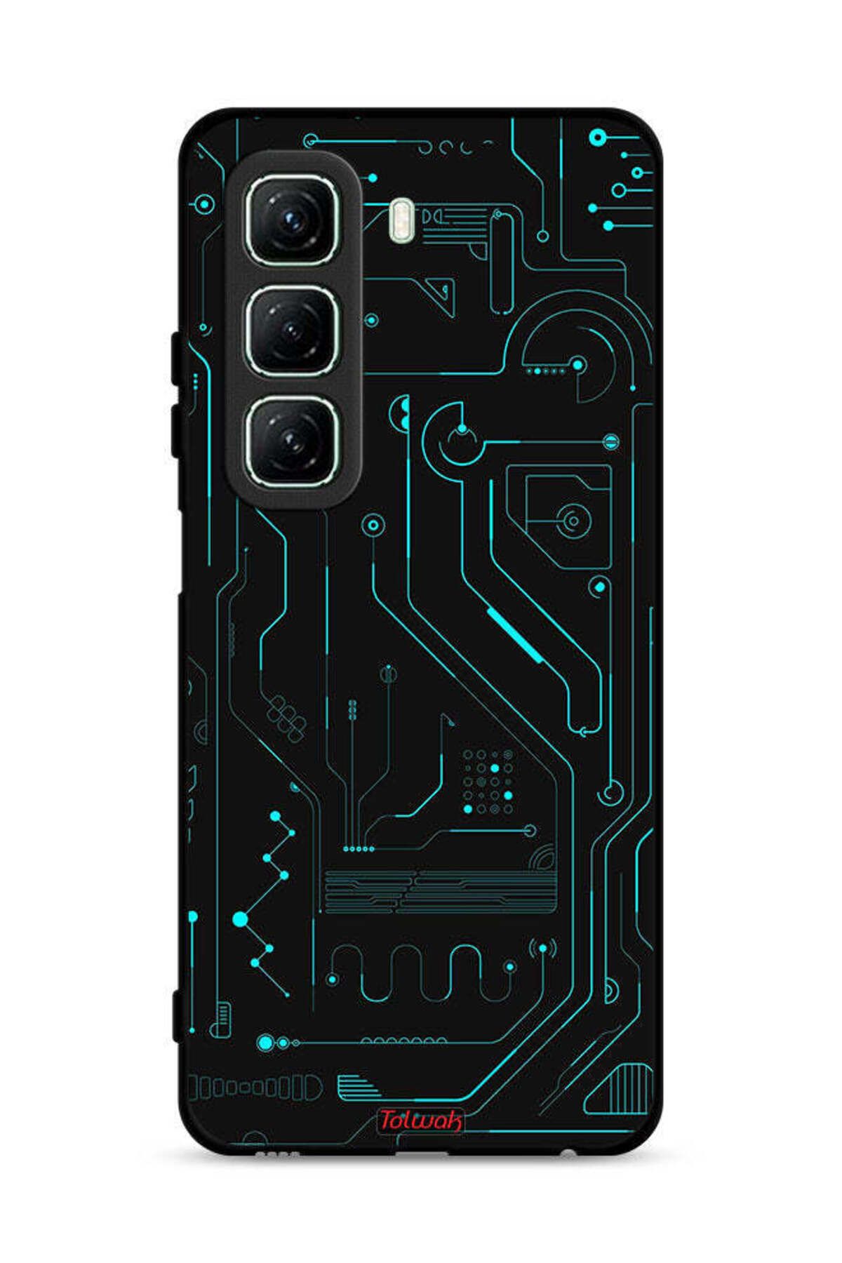 Tolwak-غطاء حماية لهاتف Infinix Hot 50 5G، دوائر فنية رقمية، بساطة، شاشات متعددة 1
