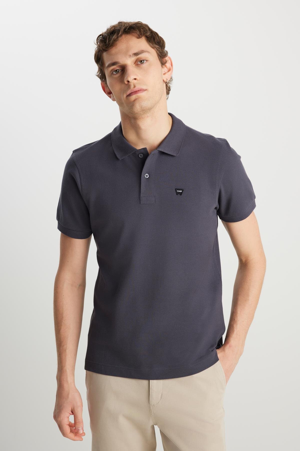 Wrangler Men's Regular Fit Polo Anthracite Men's Short Sleeve T-Shirt