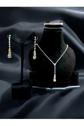 mango bijuteri Su Yolu Kolye Küpe Bileklik Set Özel Günler Düğün Nişan Abiye Set