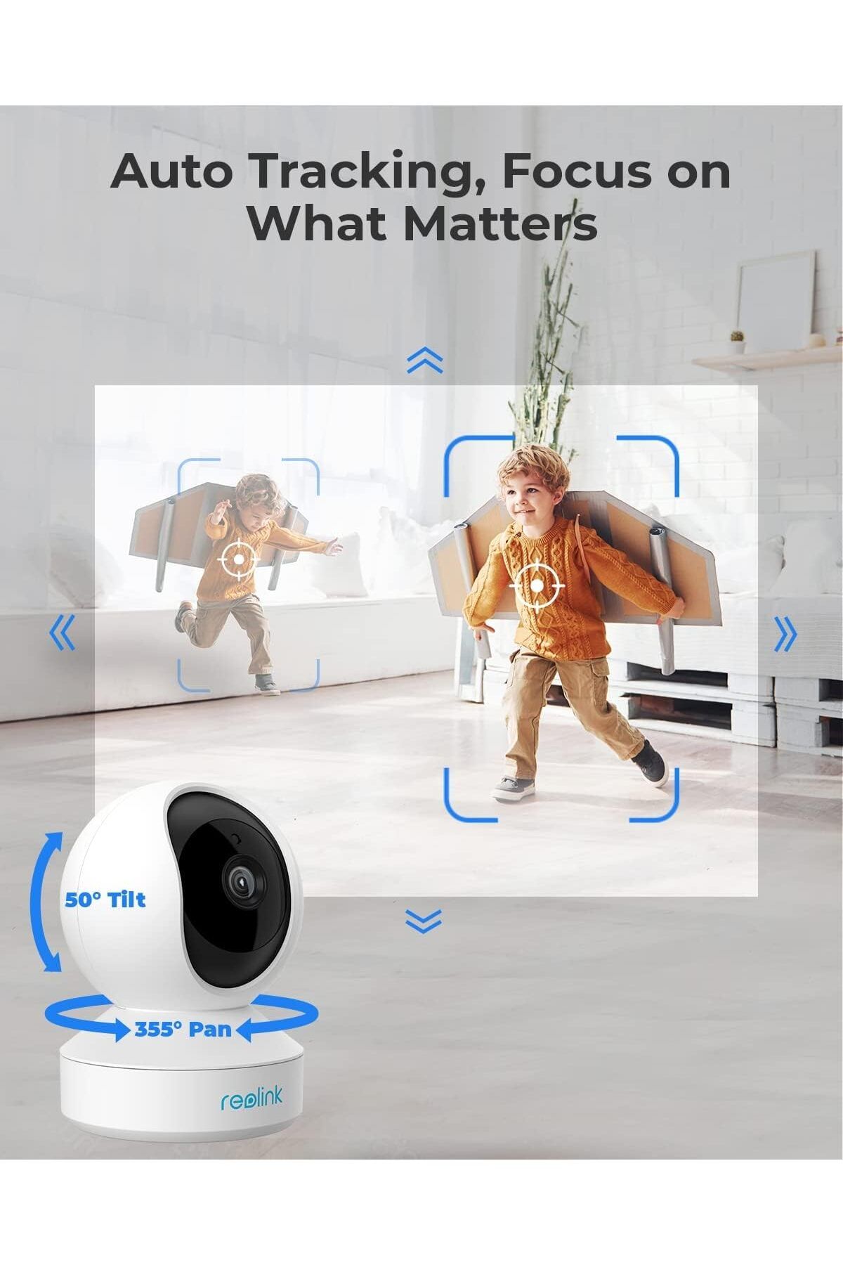 ReoLink-Smart home security camera with motion tracking, 360-degree rotation, Wi-Fi 4