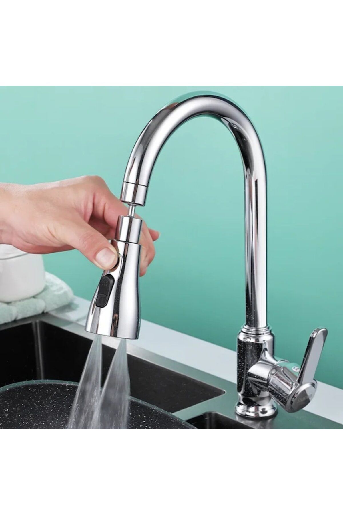 OEM-Universal Rotating Extension for Faucet, 3 Operating Modes, ABS, Water-Saving Function, M22 Thread, 3