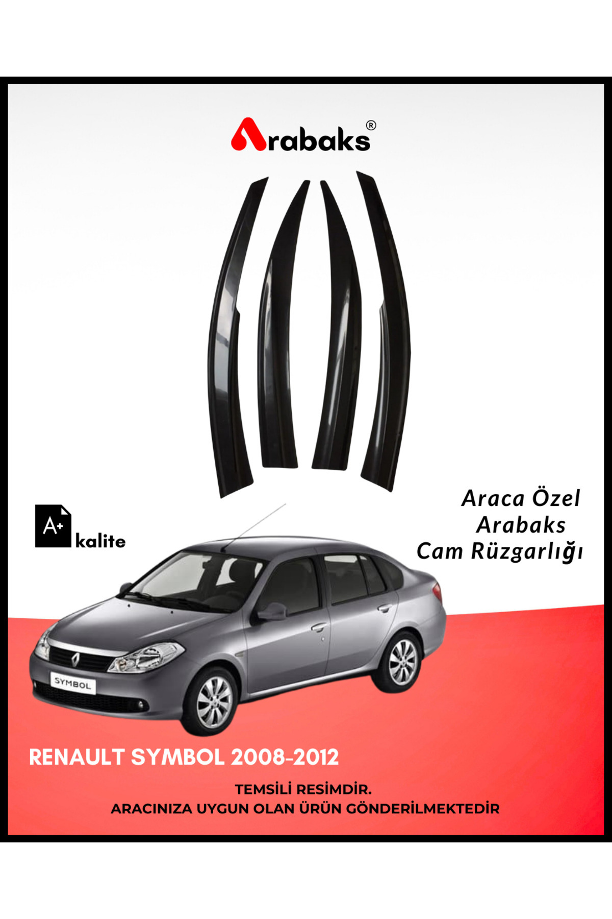 Arabaks Renault Symbol 2008-2012 Cam Rüzgarlığı 4’lü Takım (MUGEN TİP, DAYANIKLI MALZEME, KOLAY MONTAJ)