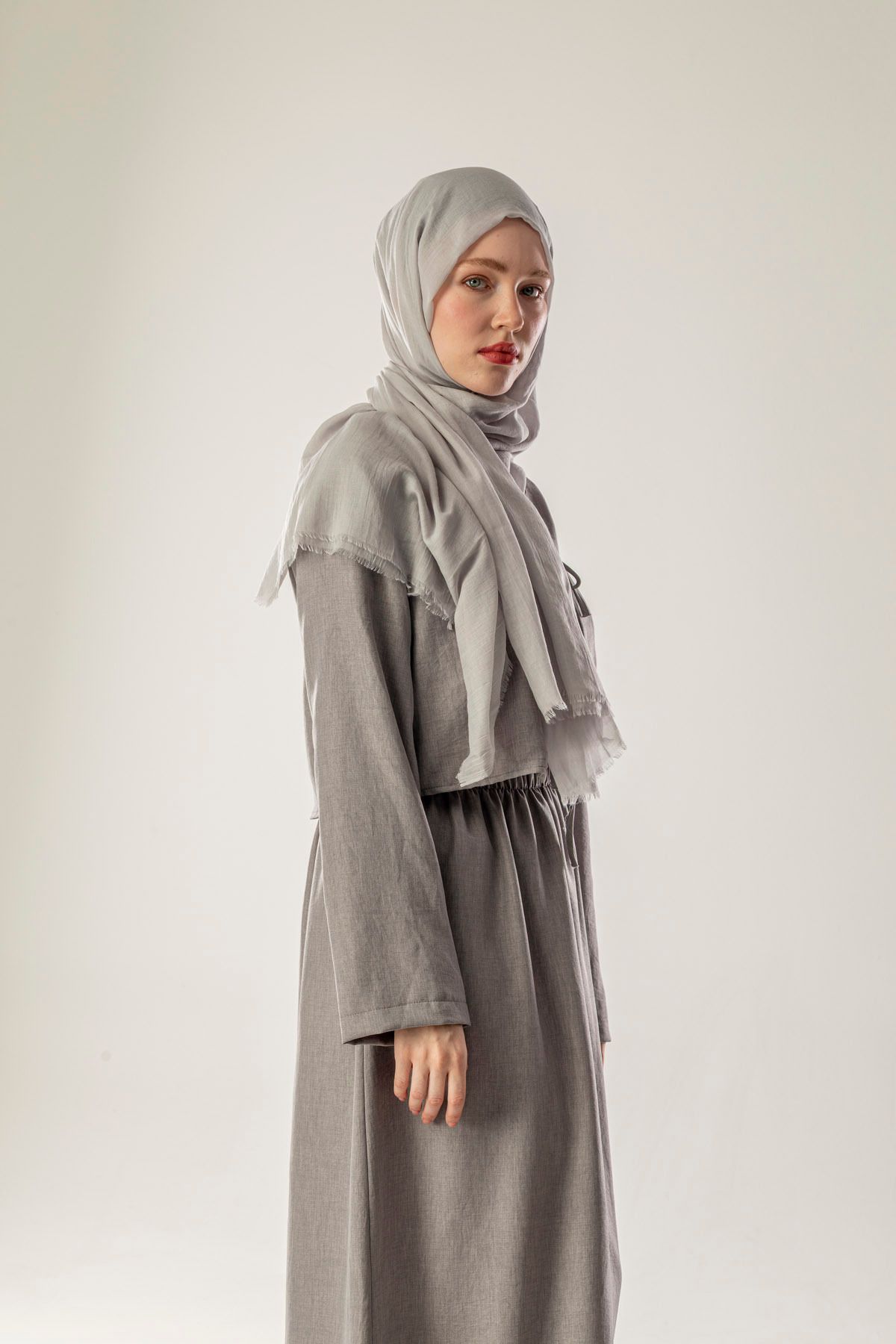 FLEUR SOİE-Cotton Shal Open Gray 2