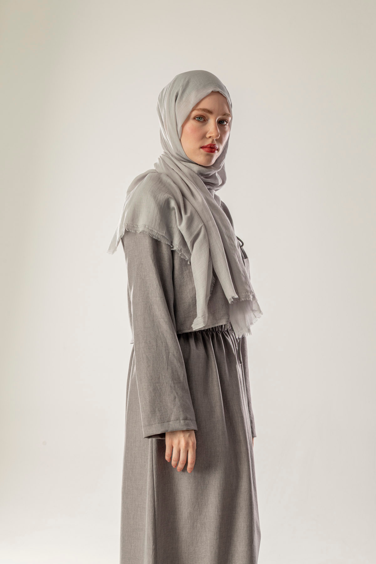 FLEUR SOİE-Cotton Shal Open Gray 4