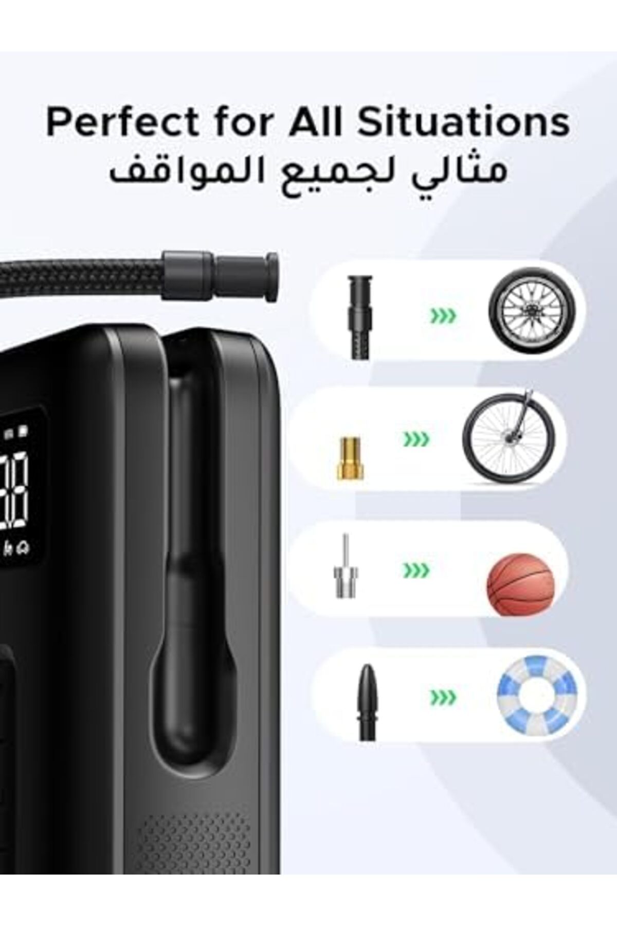 Ugreen-ضاغط هواء محمول 【ترقية 2024 لعمر بطارية طويل】كشف ضغط الإطارات الرقمي بالذكاء الاصطناعي 6