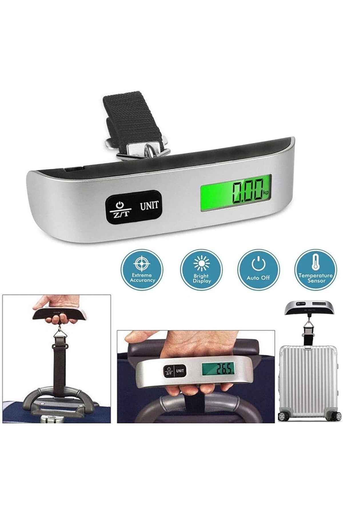 BUNCA-🧳 Digital Luggage Scale with LCD Display and Thermometer - 50kg Capacity, Practical for Travelers 3