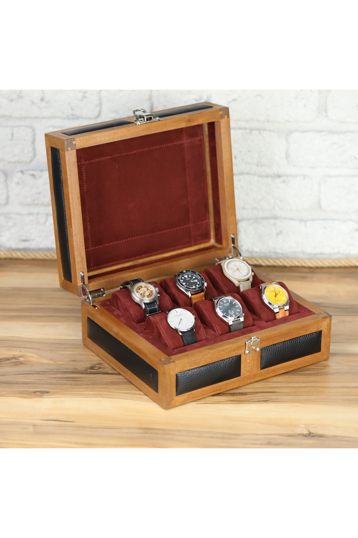 Onywatch-6Pcs Wooden Watch Box Multiple Watch Box Watch Collection Box Watch Box Case 4