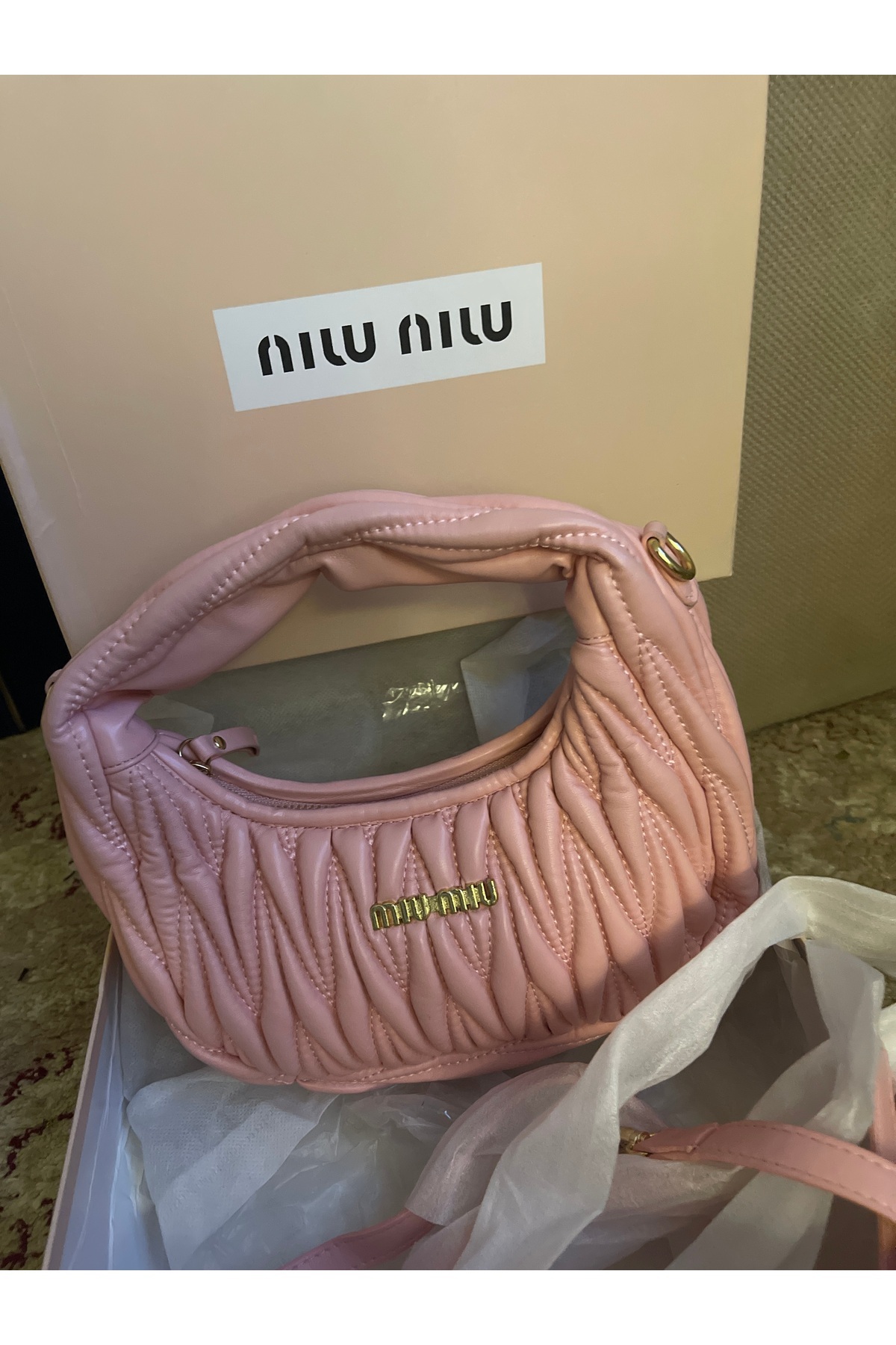 Miu-Miu Miu bag, light pink, small 1