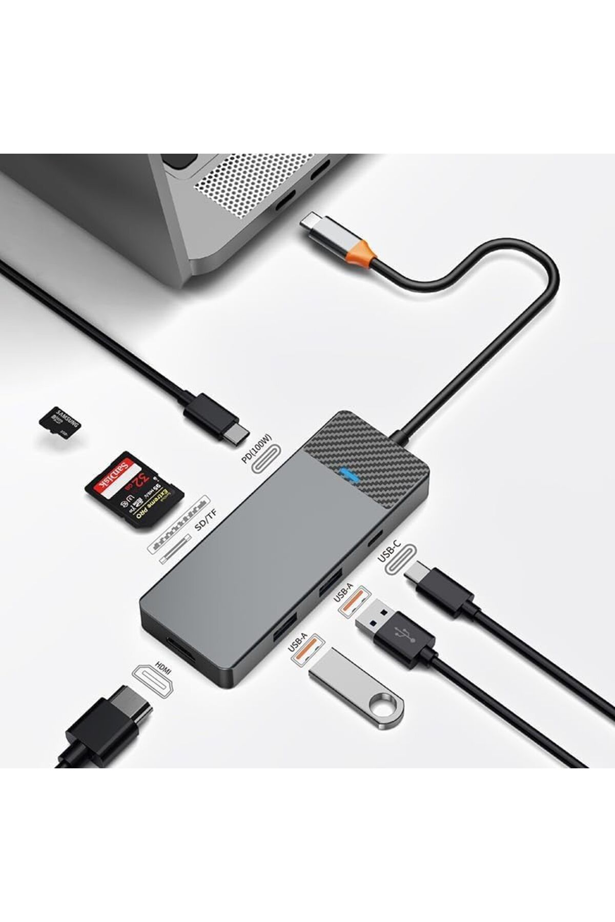 WIWU-Linker A721HD 7 In 1 USB-C Hub - Grey 6