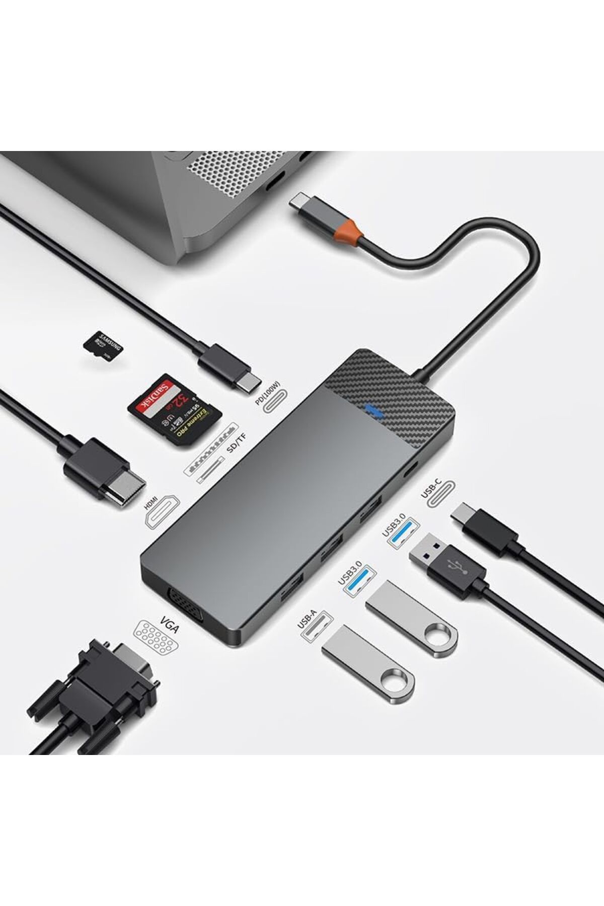 WIWU-Linker A921HV 9 In 1 USB-C Hub - Grey 5
