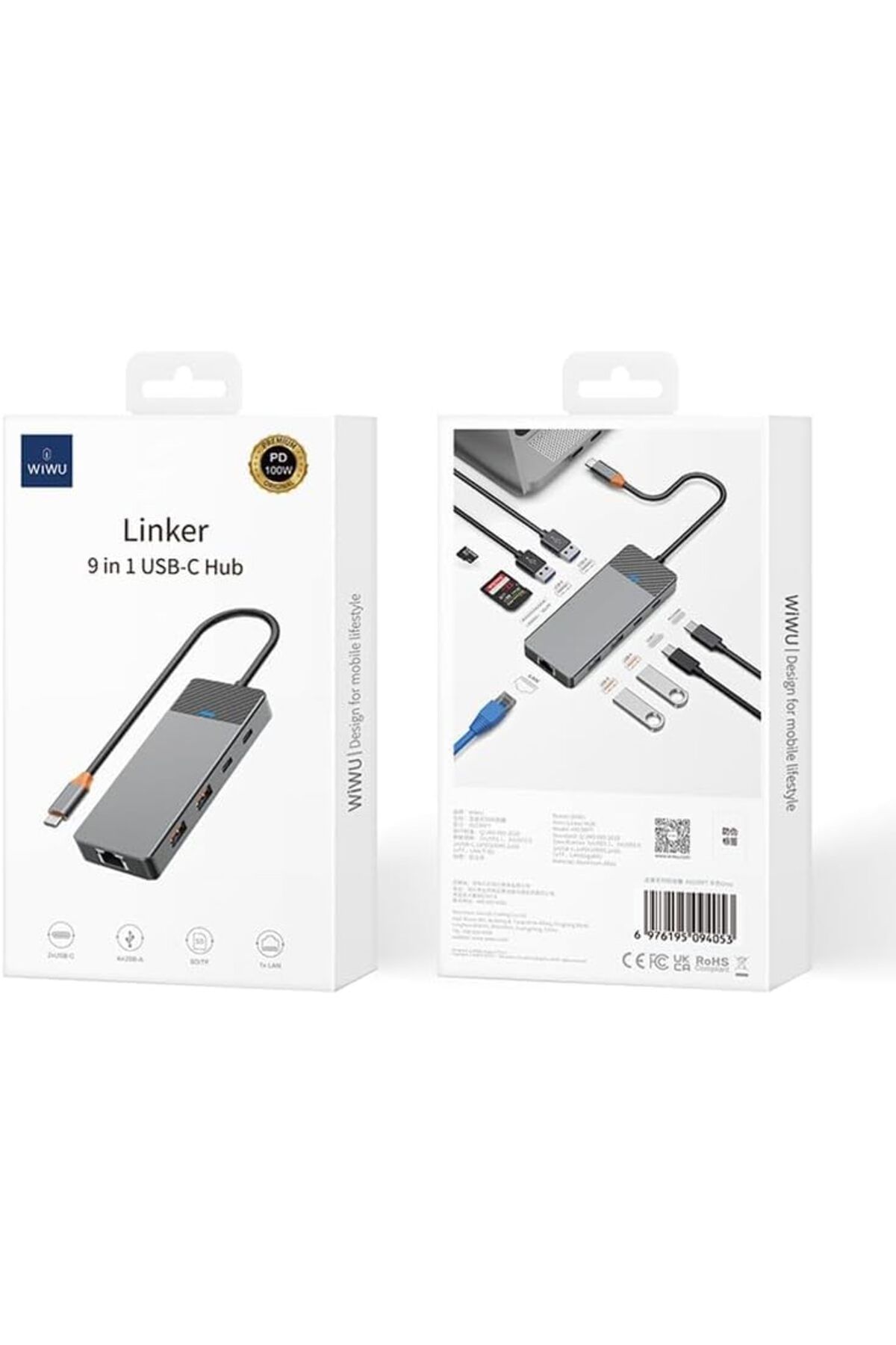 WIWU-Linker USB-C Hub 9-in-1 LINKERA A923RPT - Gray 7