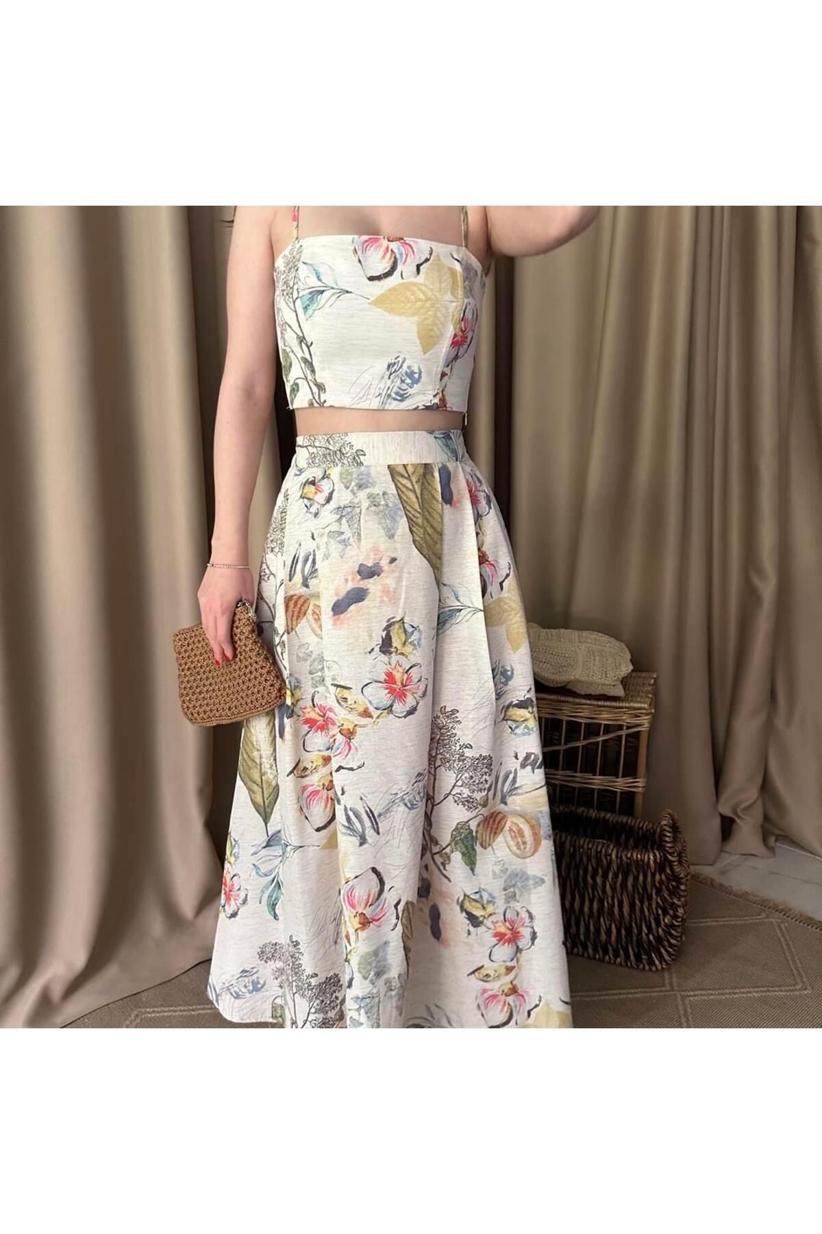 lizge giyim-PATTERNED MIDI SKIRT 4