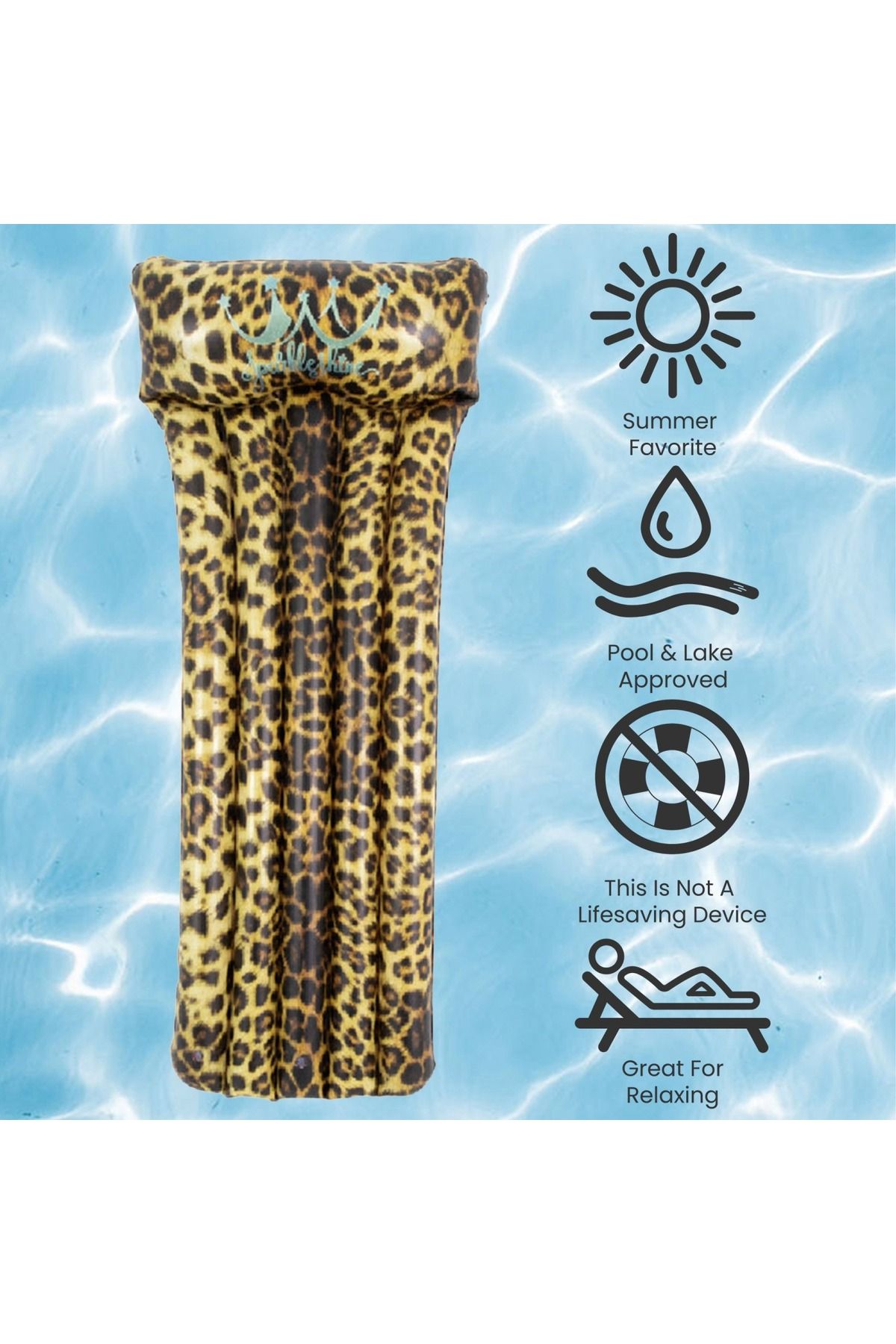 rexa-Inflatable Leopard Print Pool Mattress Float 169 x 69 x 25cm 4