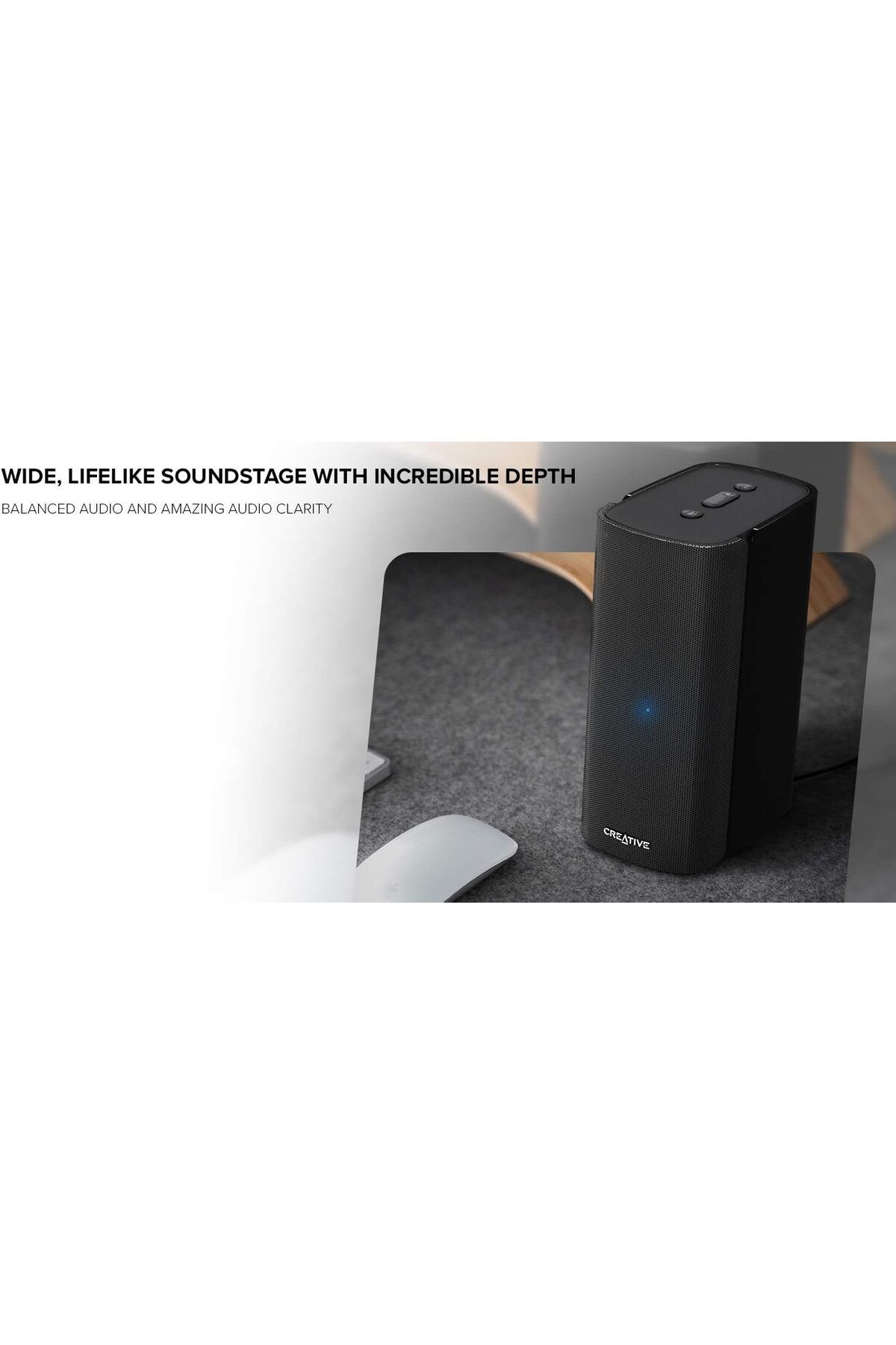 CREATIVE-T100 2.0 Compact Hi-Fi Desktop Speakers, up to 80W Peak Power with Bluetooth 5.0, Optical-i 3