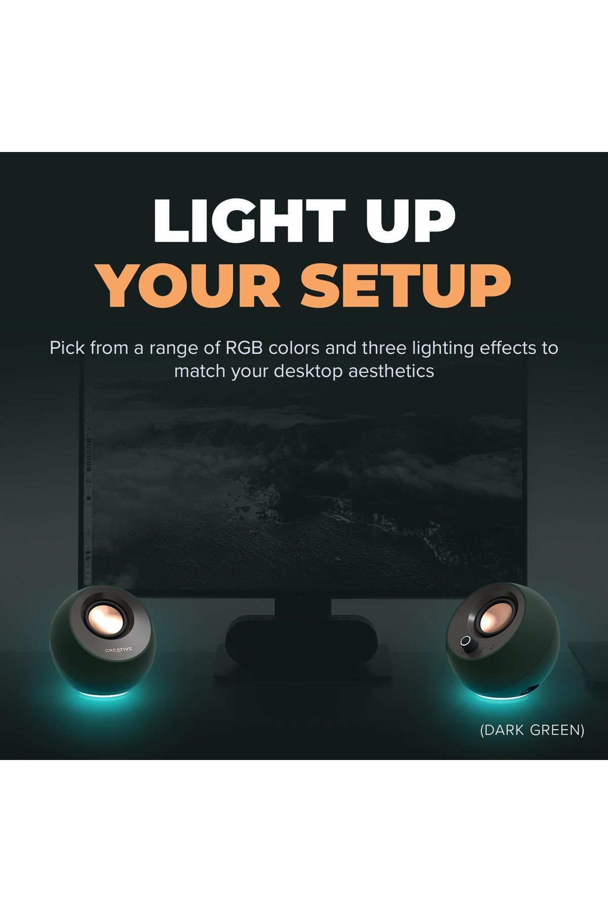 CREATIVE-مكبرات صوت كمبيوتر Pebble Pro Minimalist 2.0 USB-C مع بلوتوث 5.3 وإضاءة RGB L قابلة للتخصيص 3