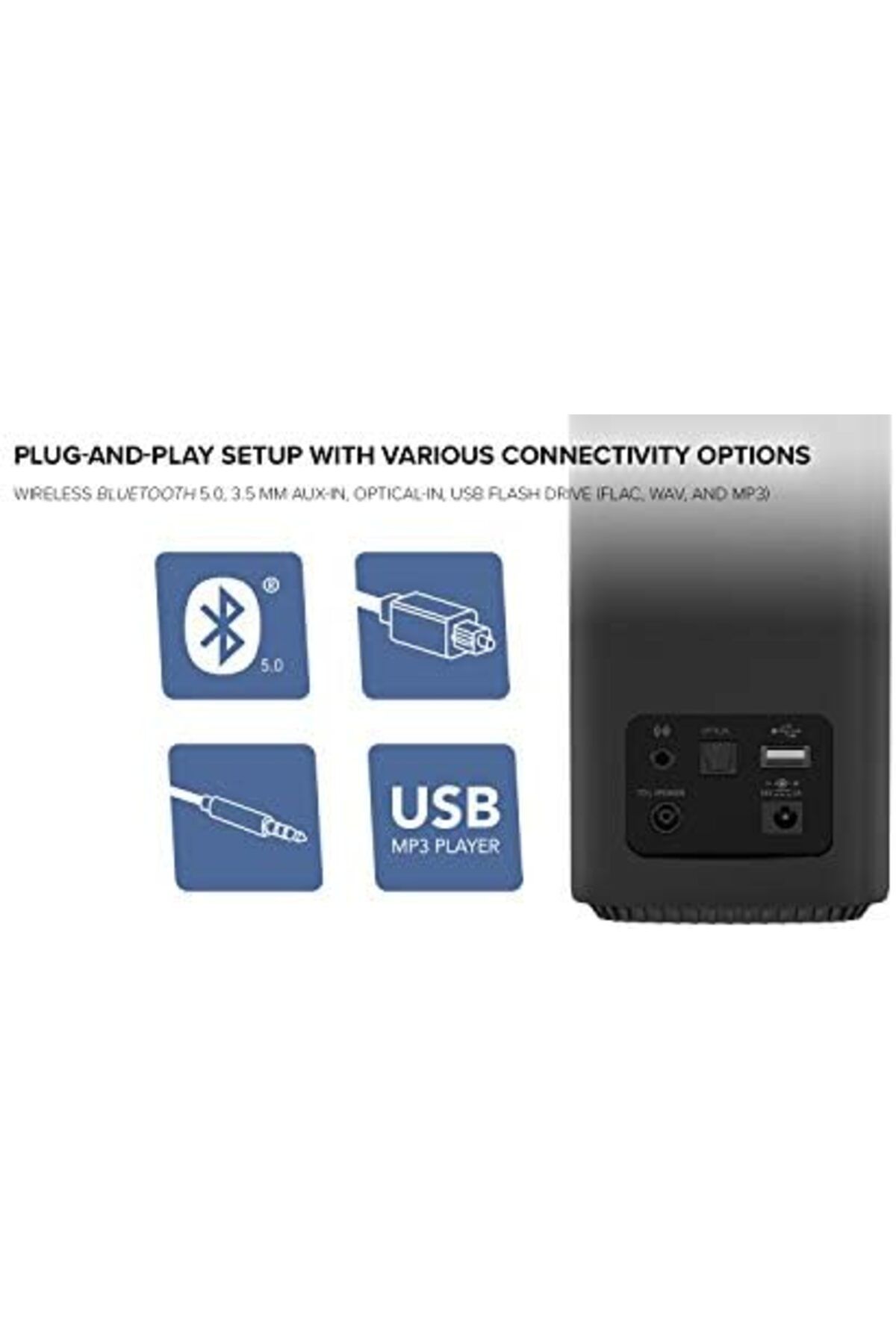 CREATIVE-T100 2.0 Compact Hi-Fi Desktop Speakers, up to 80W Peak Power with Bluetooth 5.0, Optical-i 6