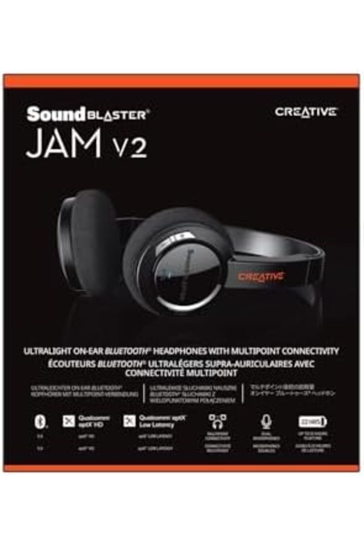 CREATIVE-Sound Blaster JAM V2 On-Ear Lightweight Bluetooth 5.0 Wireless Headphones with USB-C, aptX Low Laten 6