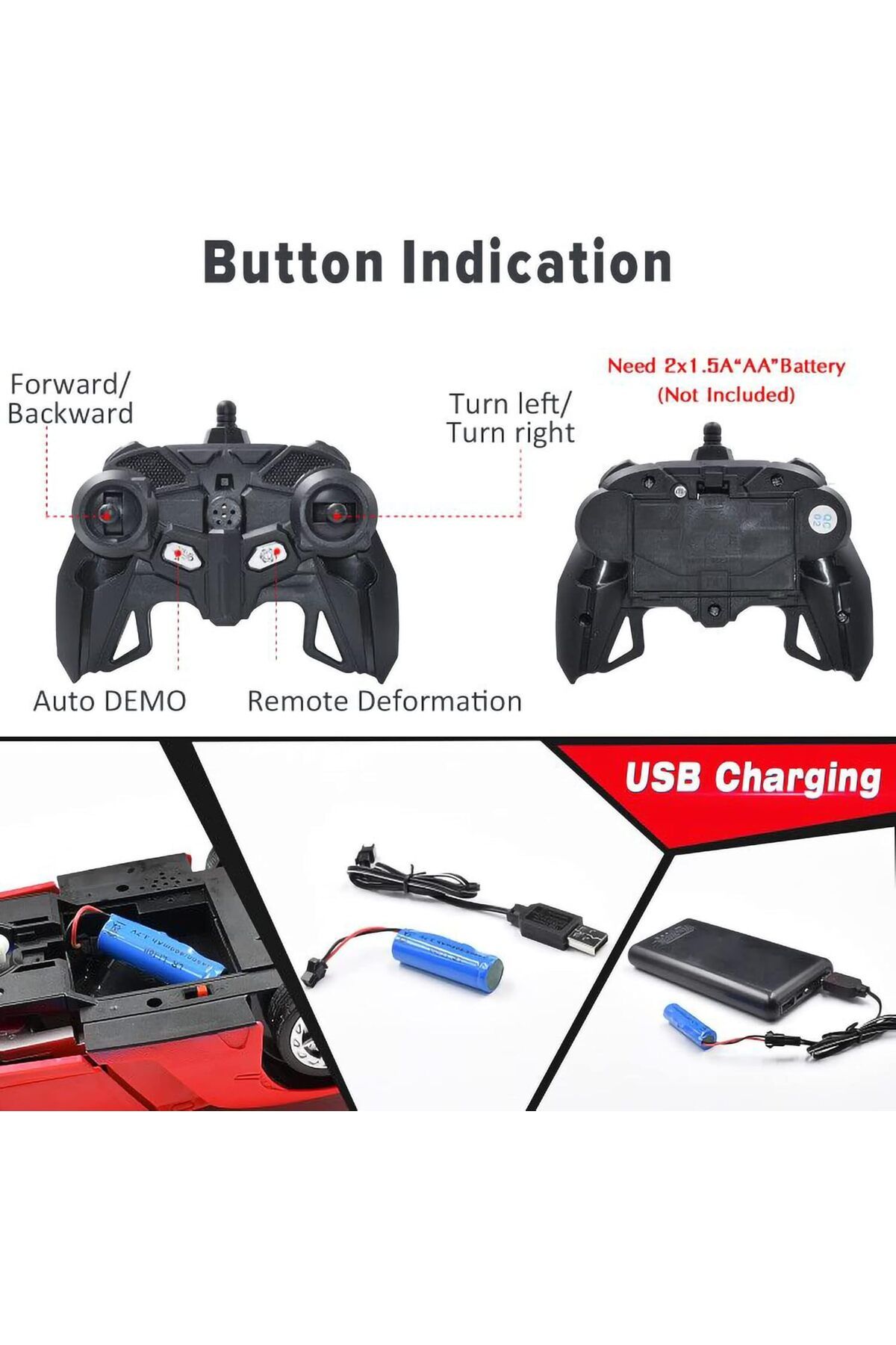rexa-Super Power Transformer RC Robot Car – 2-in-1 Remote Control Car & Robot with Lights and Sound 5