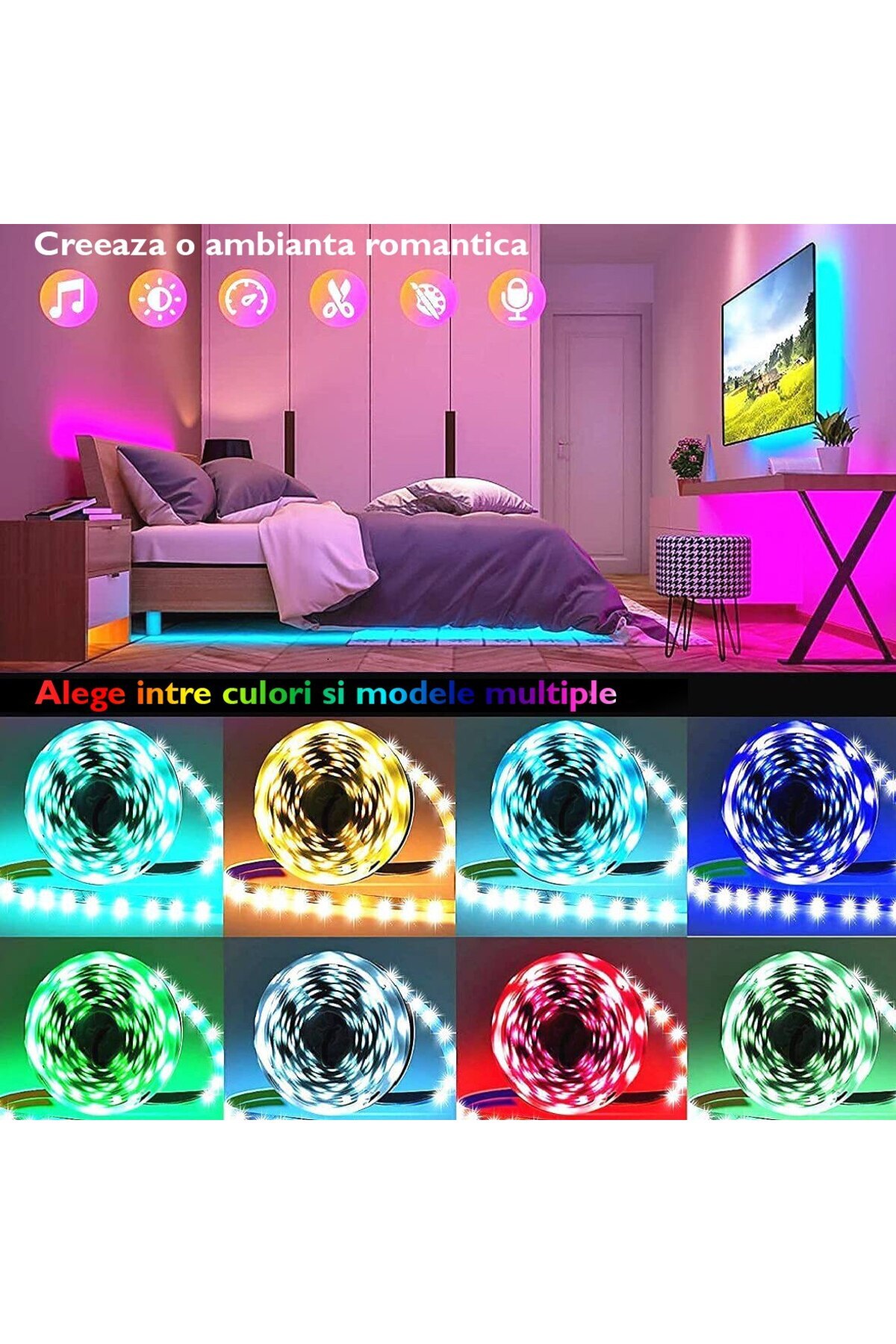 WowStep-LED Strip Kit, WowStep® 10 Meters, 5050 RGB, Application, Sound, Microphone, Remote Control, Multicolor 4