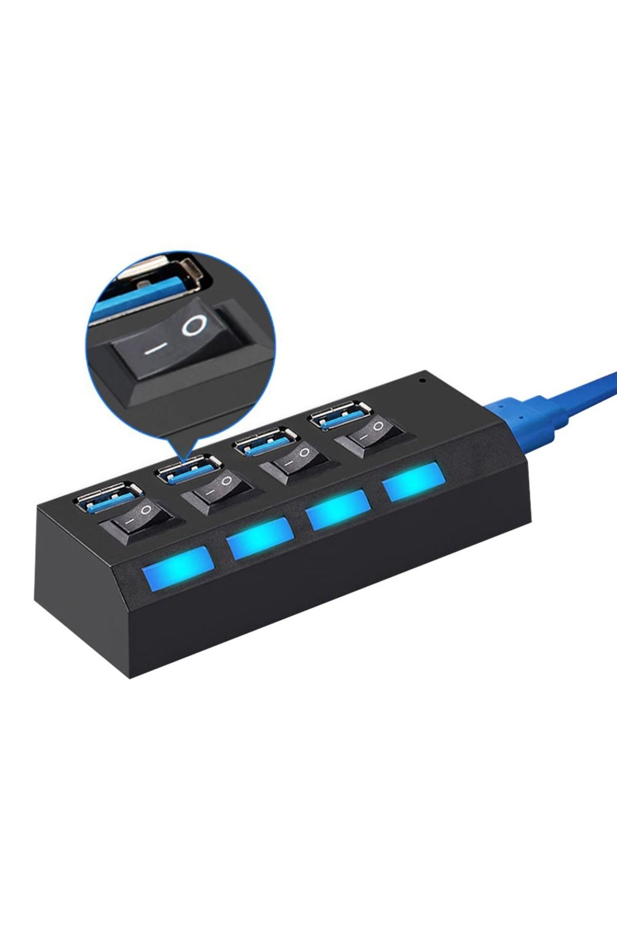 divendi-ro-USB Hub with 4 High Speed USB 3.0 Port, On/Off Button, with included power cable, black 10