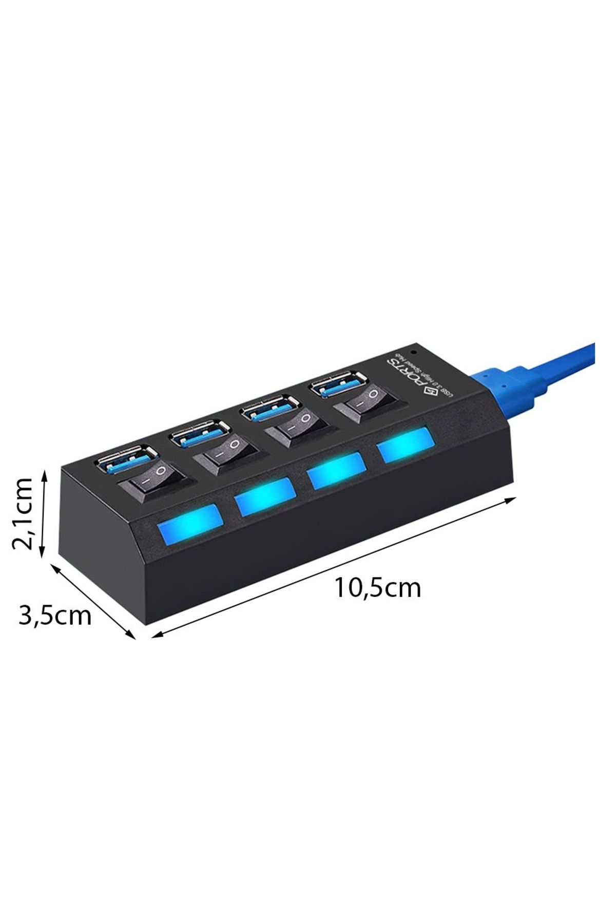 divendi-ro-USB Hub with 4 High Speed USB 3.0 Port, On/Off Button, with included power cable, black 11
