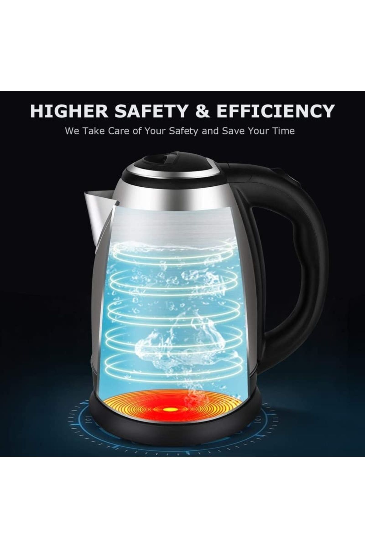 divendi-ro-Fierbător electric 1500W, capacitate 2L, oțel inoxidabil, cu oprire automată, argintiu-negru 3