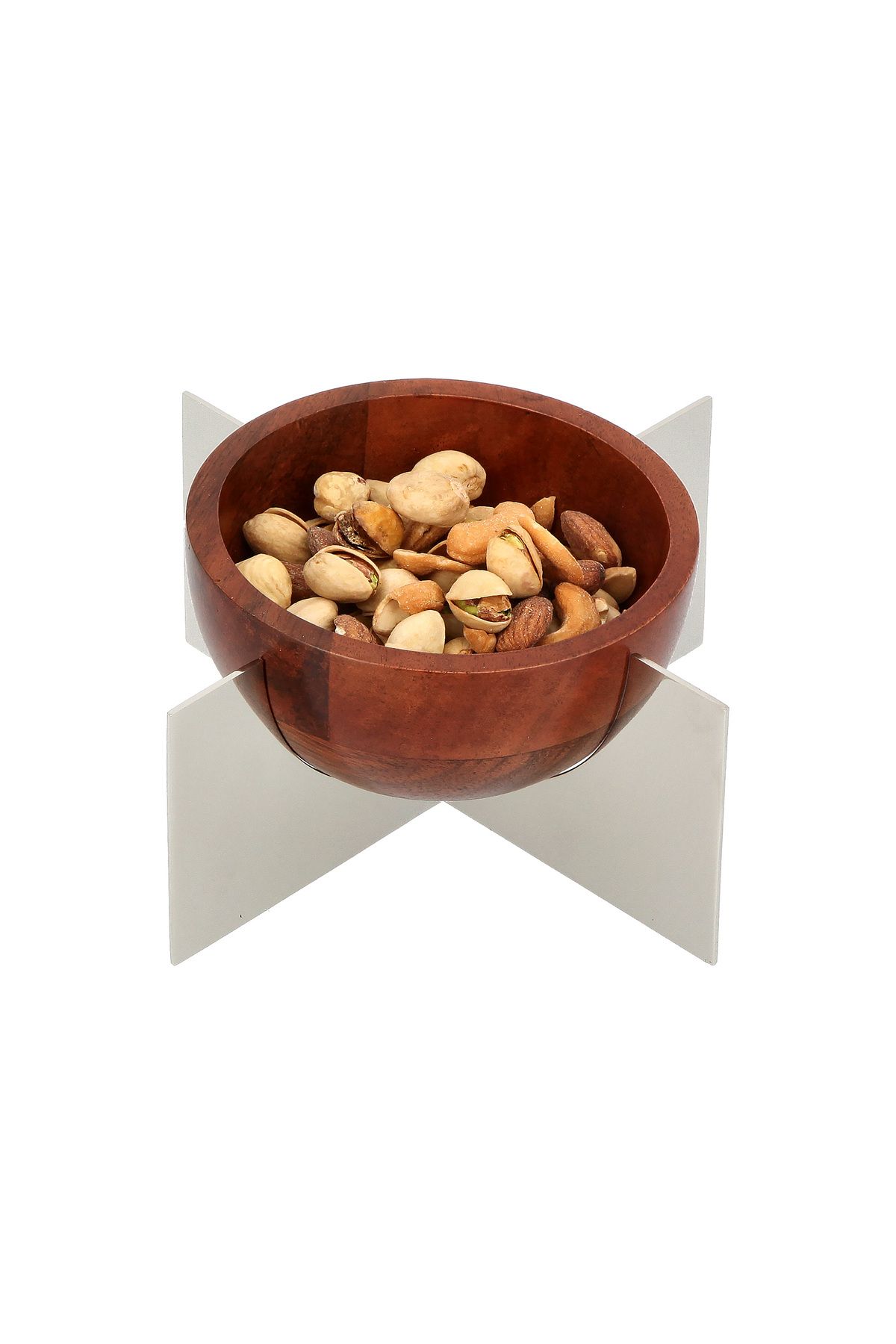 Generic-Nuts Bowl Wood With Steel X Silver 4