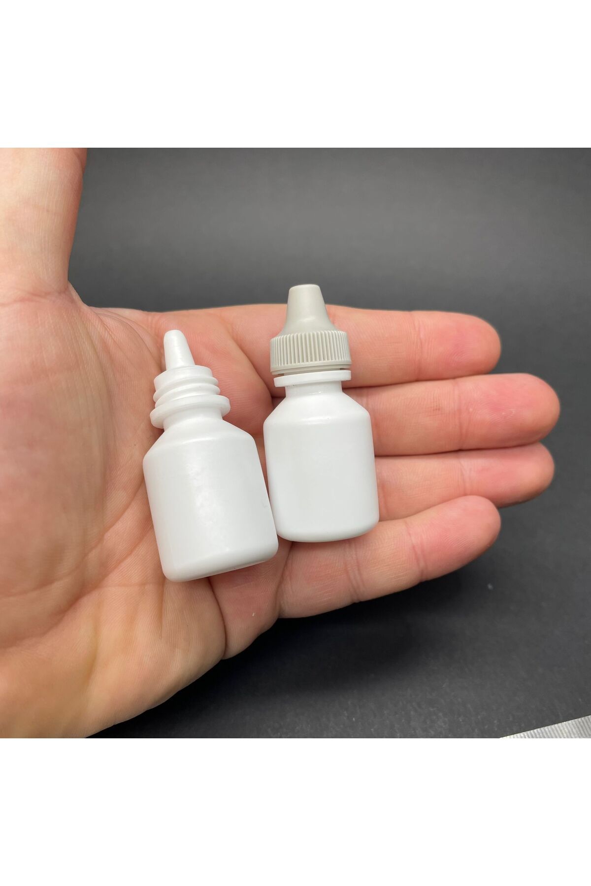 Ahsa Ticaret-5 Pcs 5 ml Dropper Bottle White - with Gray Cap - Empty Bottle with Dropper 3