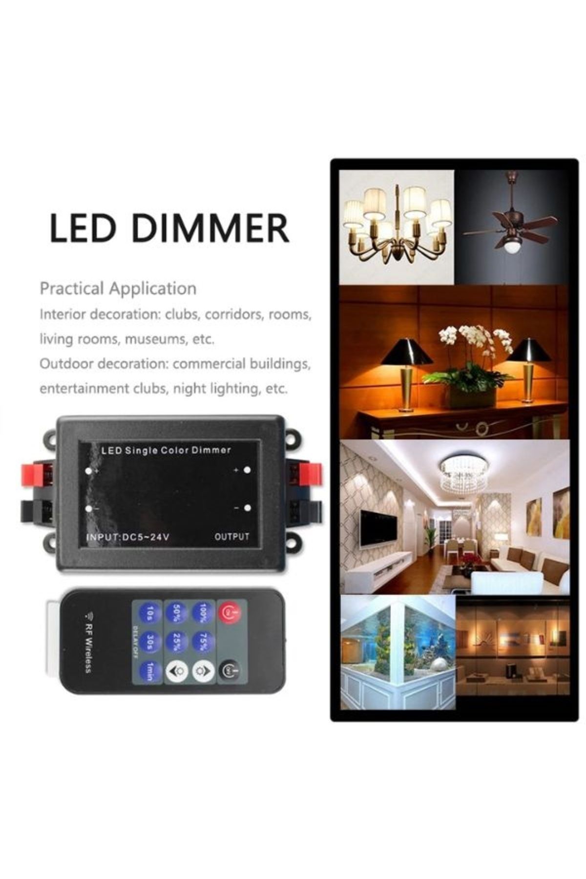 Welora-Wireless switch for LED lighting, Dimmer with remote control - Black 3