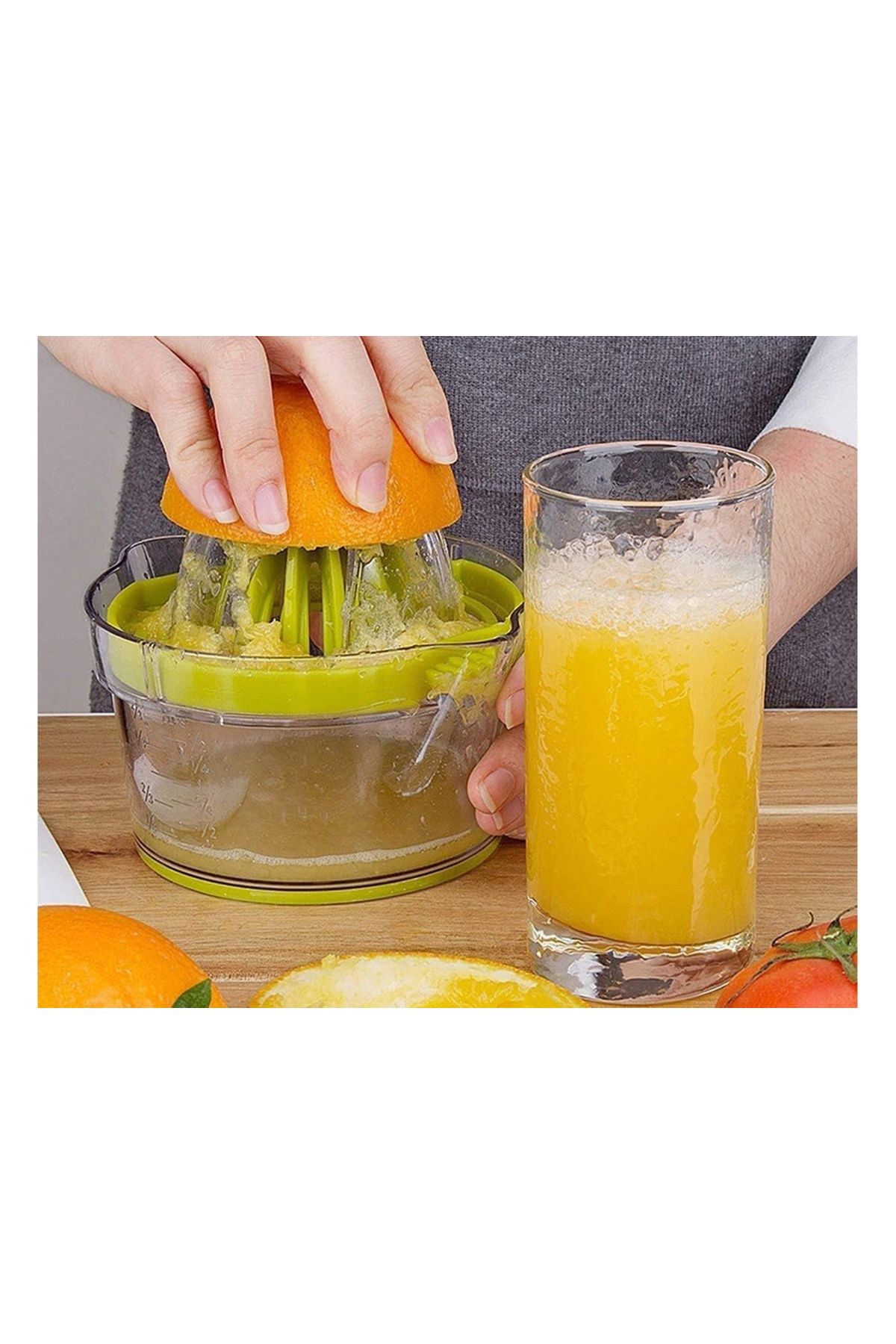 divendi-ro-Manual citrus juicer, plastic, transparent container with 400ml capacity and pit sieve, green 8