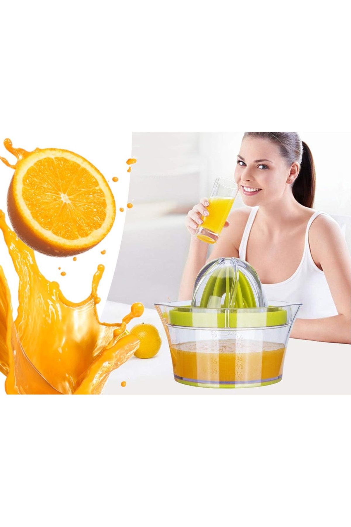 divendi-ro-Manual citrus juicer, plastic, transparent container with 400ml capacity and pit sieve, green 3