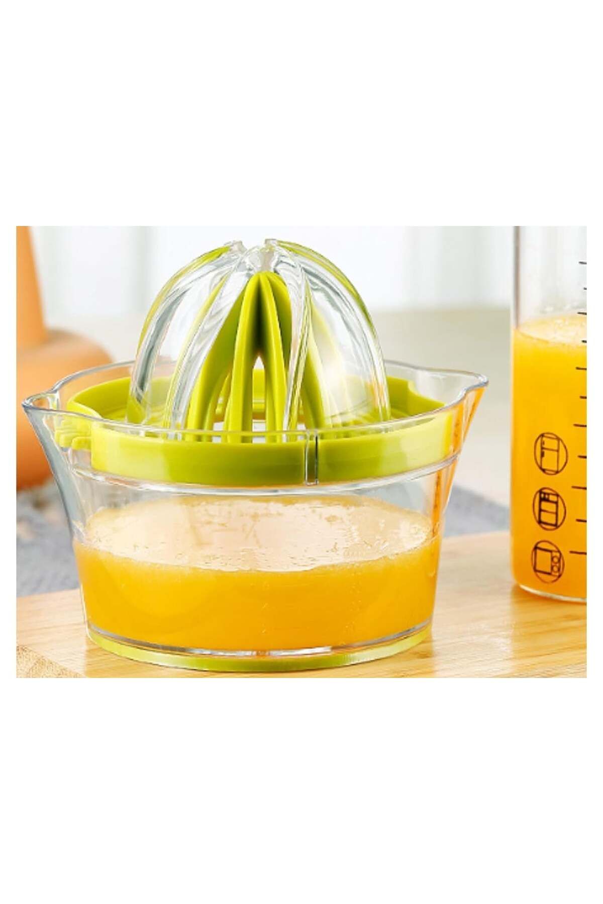 divendi-ro-Manual citrus juicer, plastic, transparent container with 400ml capacity and pit sieve, green 9