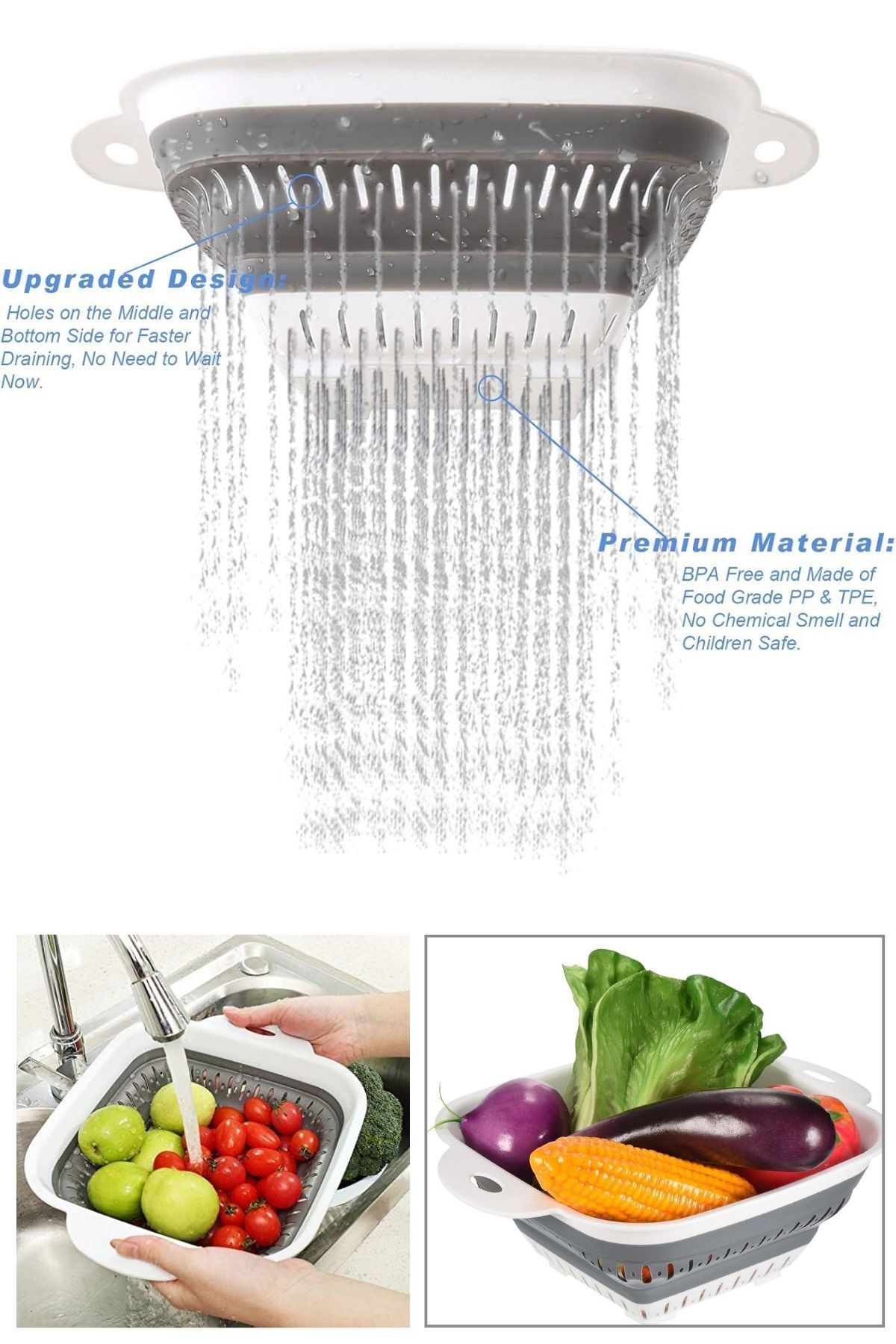 ÇARŞI HANEM-Foldable Square Strainer Set 2 Sizes Large Small Square Strainer Does Not Take up Space 2