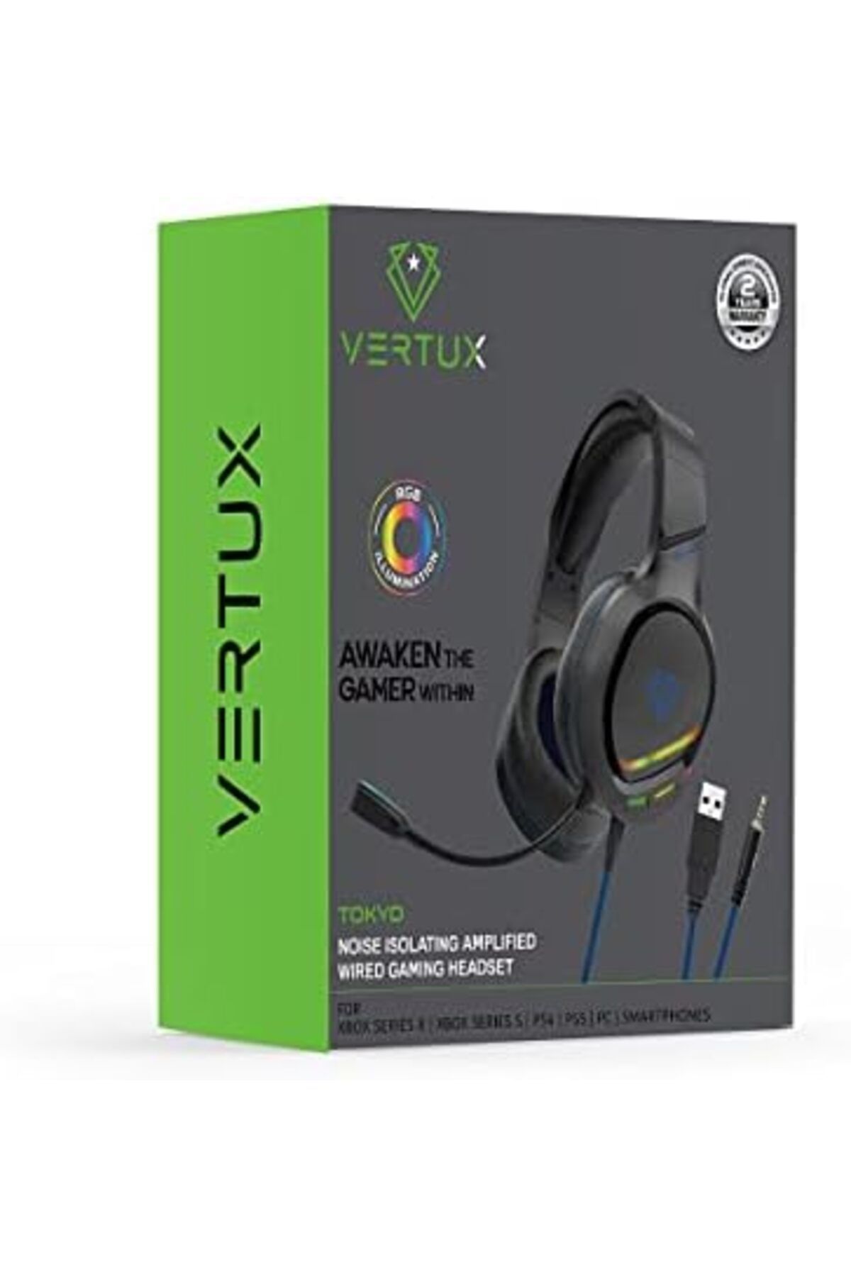 VERTUX-سماعة رأس للألعاب مزودة بميكروفون، وسماعة رأس عازلة للضوضاء مريحة ومكبرة مع عناصر تحكم مدمجة، 8