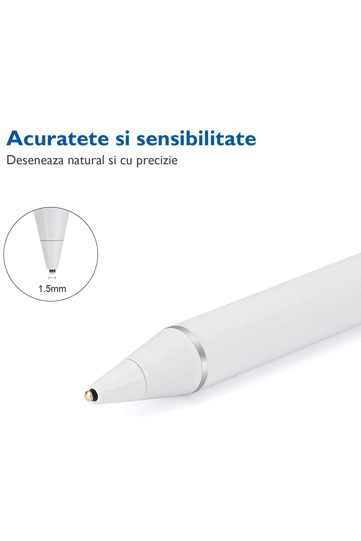 WowStep-Stylus iPad Pen Universal,, Pix Touch Tableta iPad Apple 2010-2022, Android, Windows, Fara Lag, Alb 3