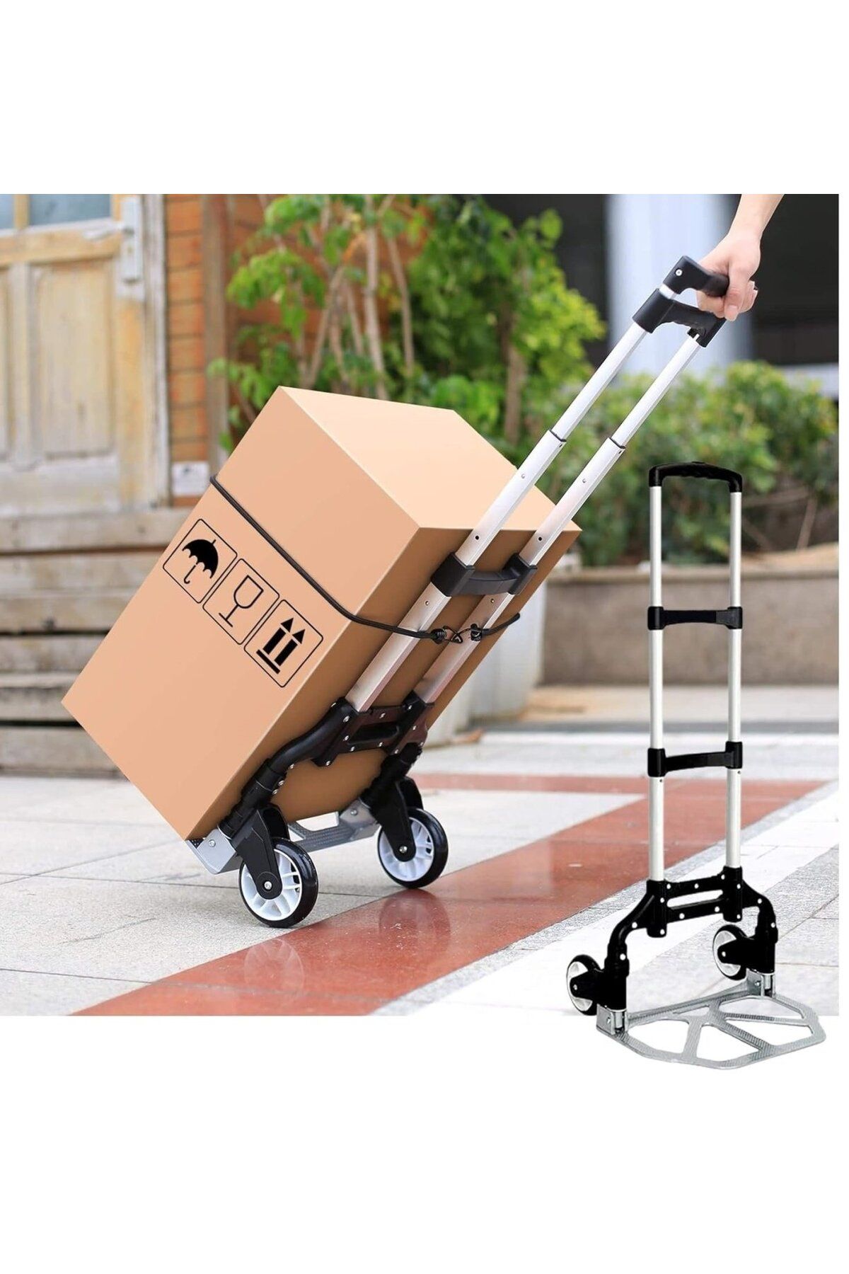 divendi-ro-Multifunctional foldable sledge, with platform and wheels, maximum 70kg, extendable handle 4