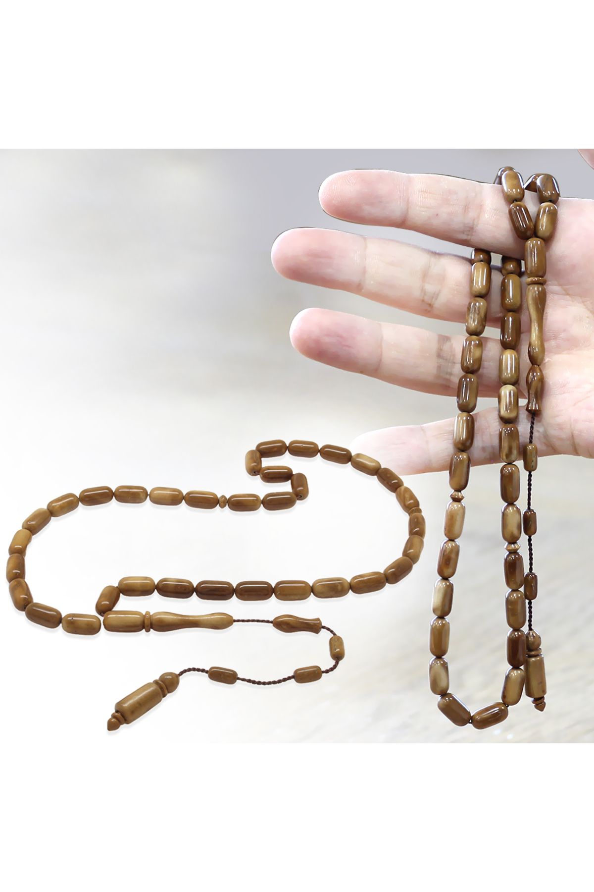 Tesbihane-System Necklace Cut Light Brown Polished Kuka Prayer Beads 1