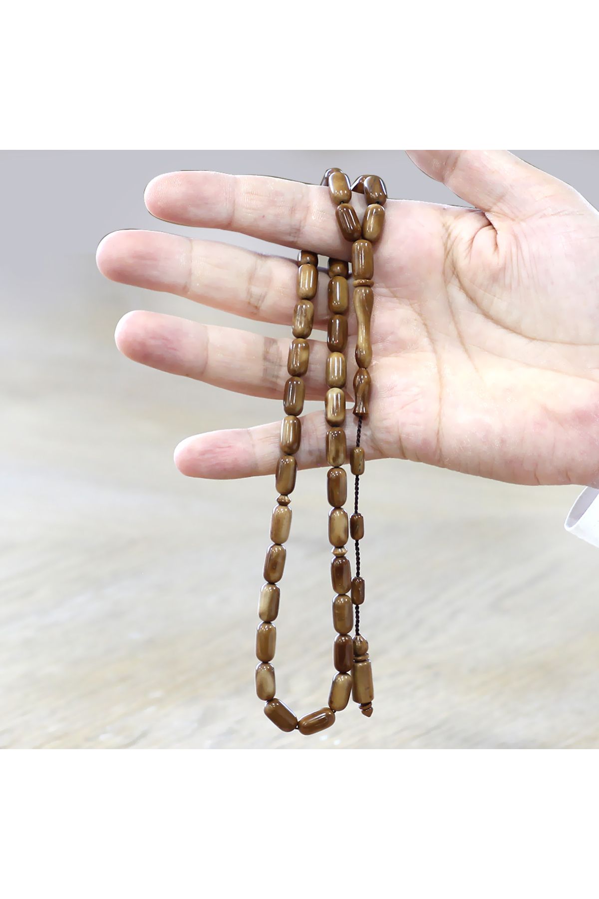 Tesbihane-System Necklace Cut Light Brown Polished Kuka Prayer Beads 3